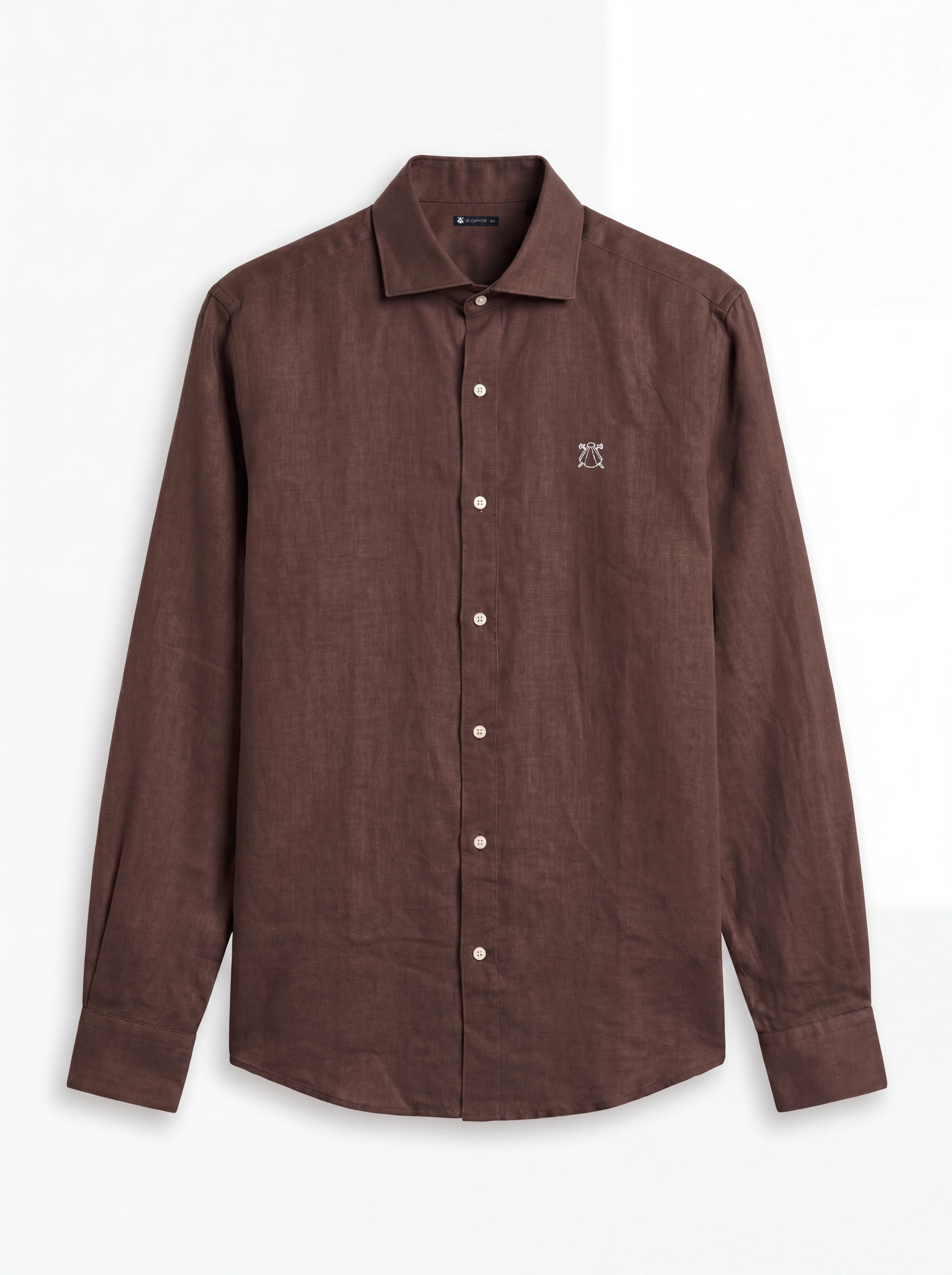 Camisa Marrón Chocolate Lino Hombre - Image 2