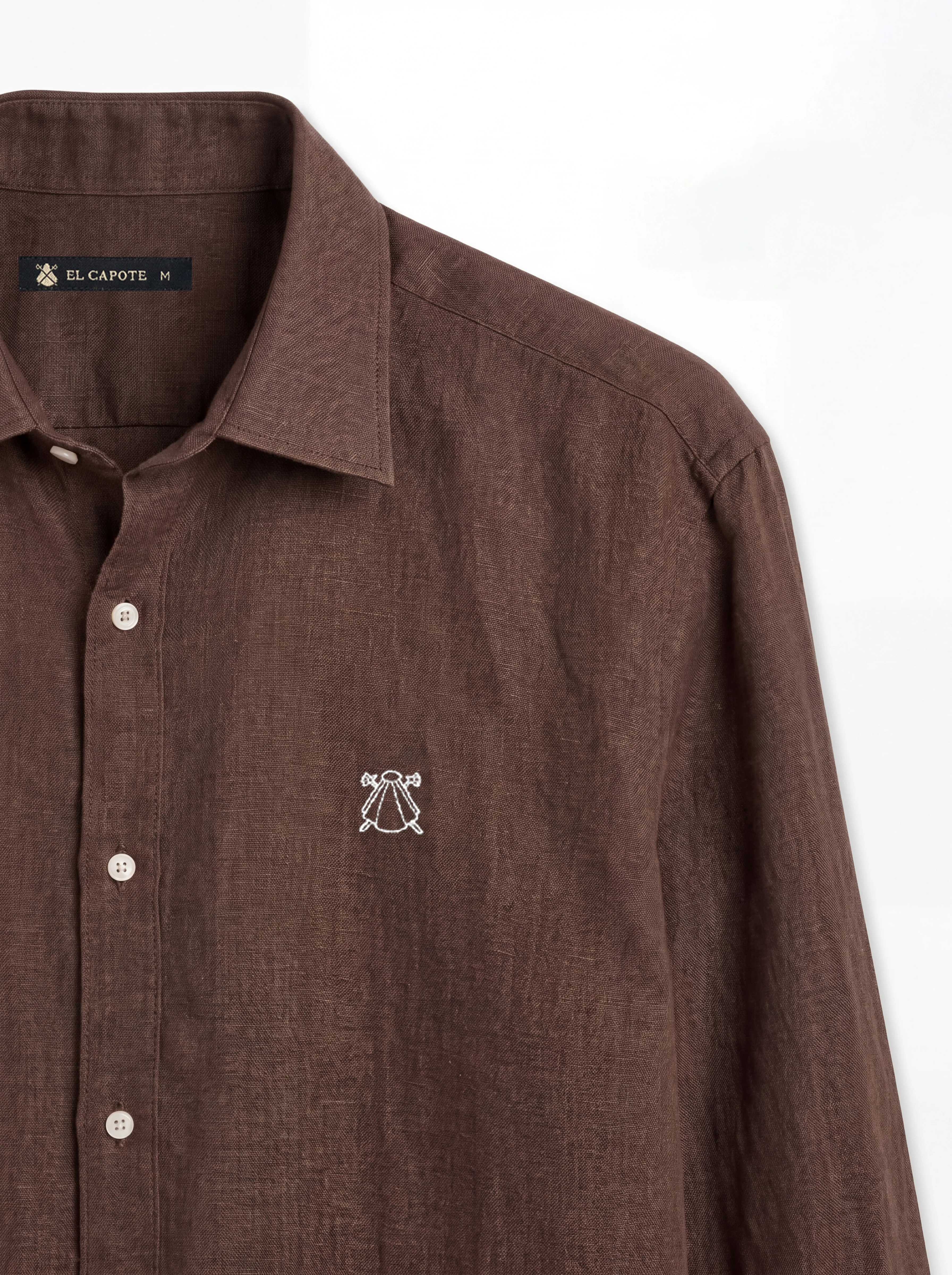 Camisa Marrón Chocolate Lino Hombre - Image 4