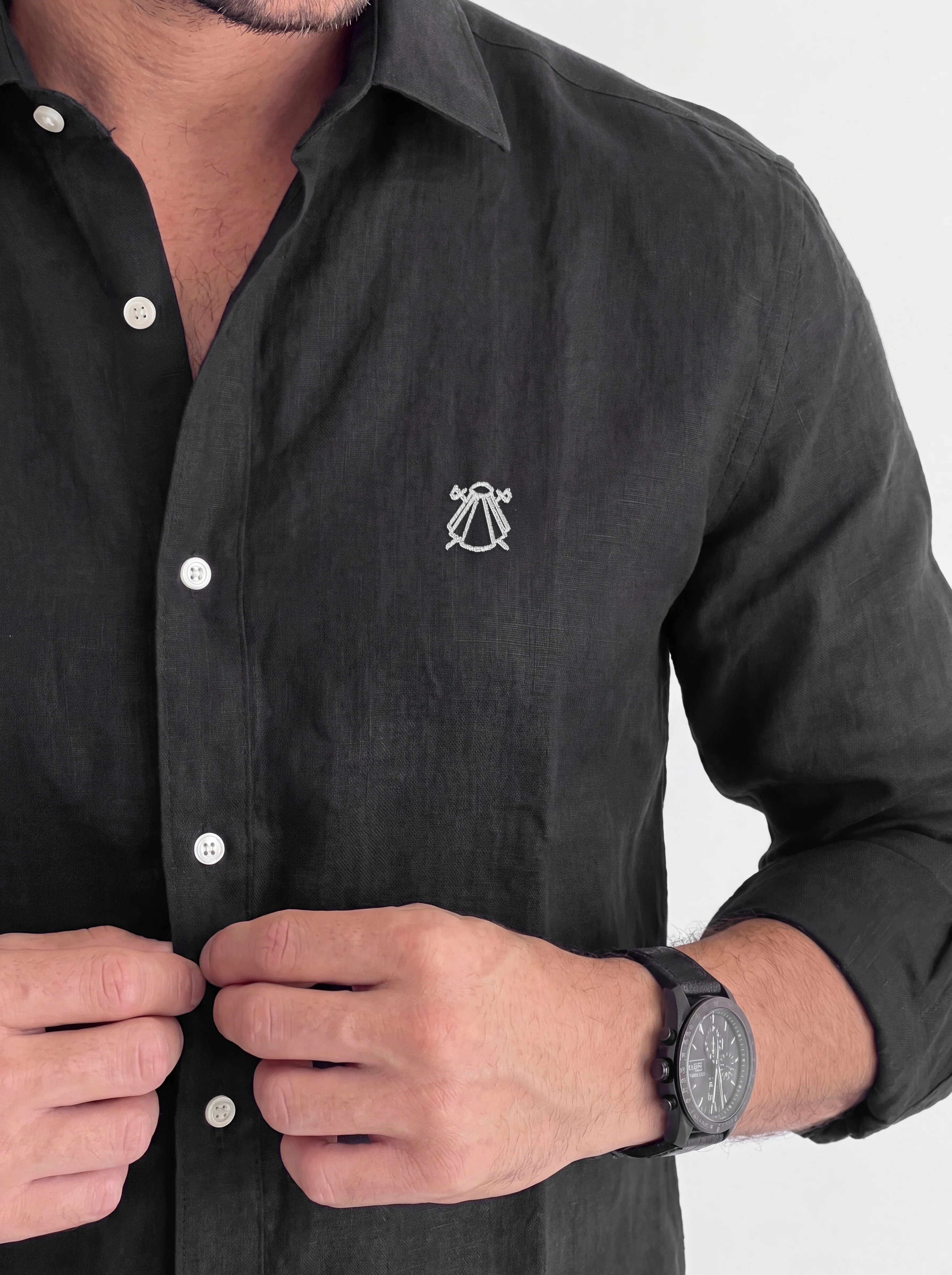 Camisa Negra Lino Hombre - Image 3