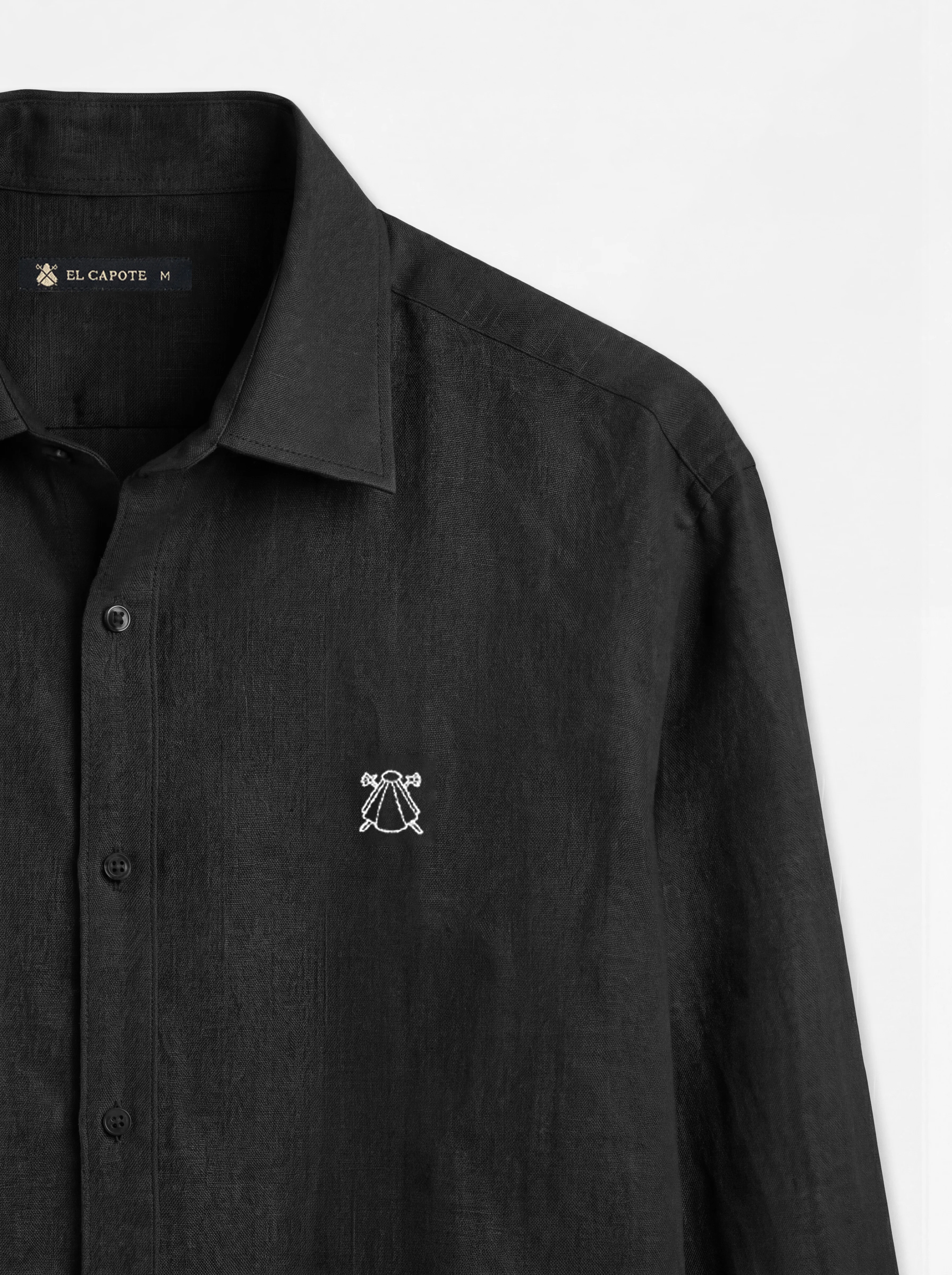 Camisa Negra Lino Hombre - Image 4