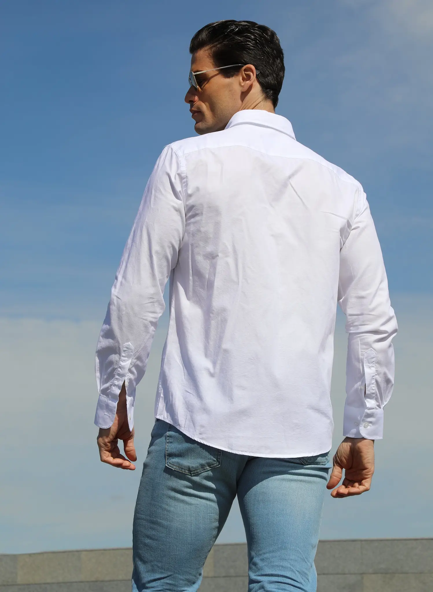 Camisa Popelín Blanca Cuello Italiano Hombre - Image 4