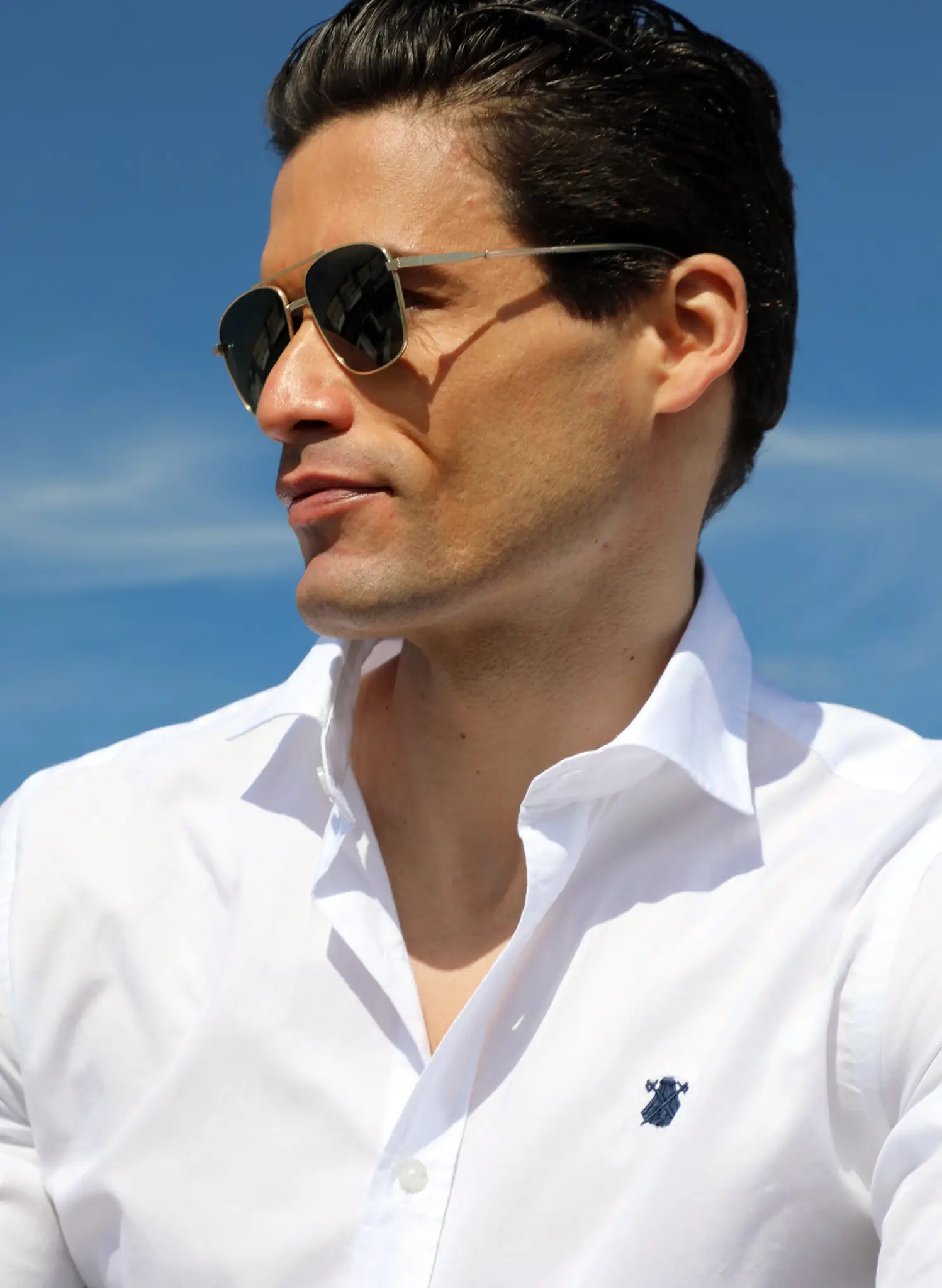 Camisa Popelín Blanca Cuello Italiano Hombre - Image 5