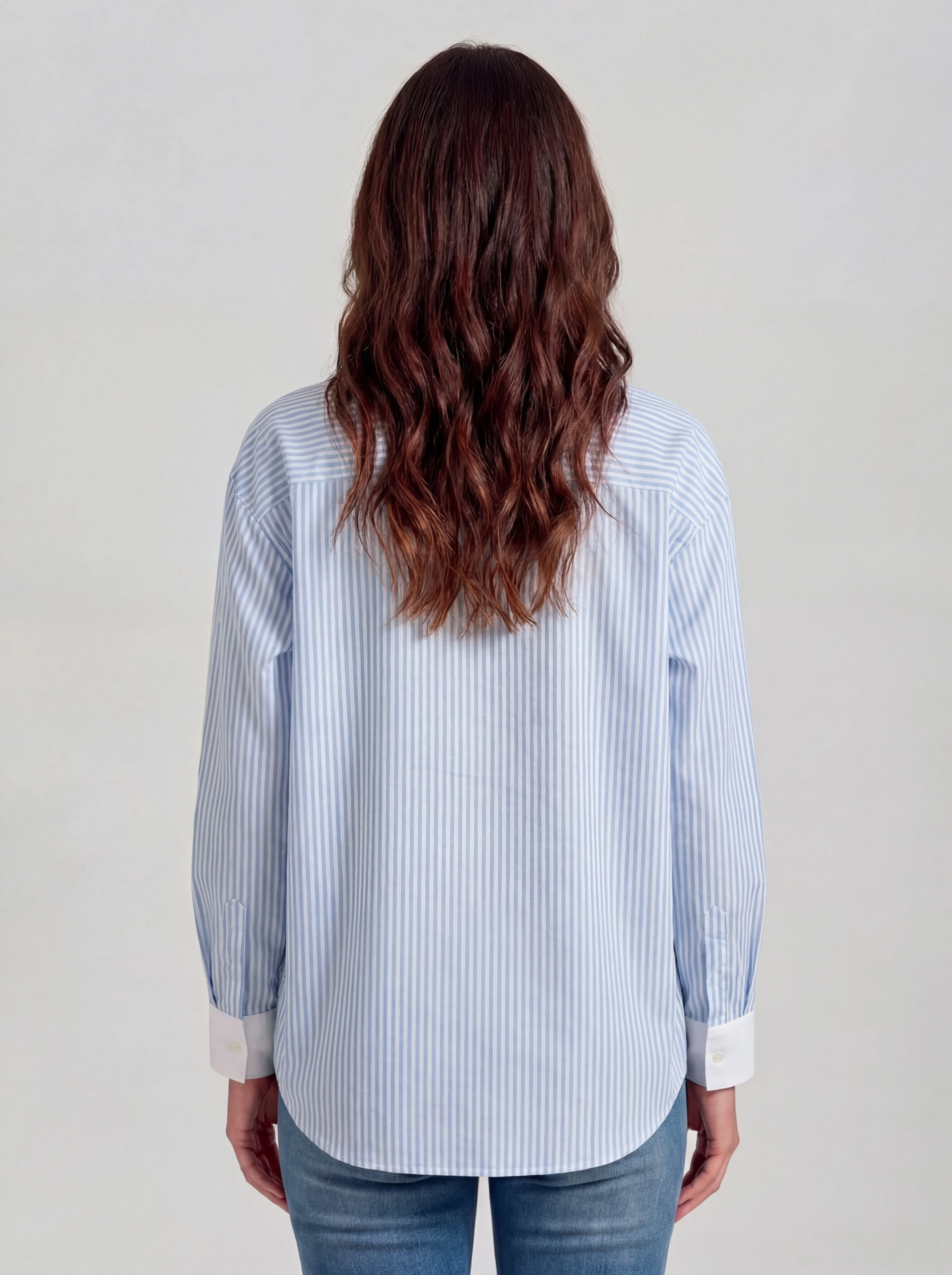 Camisa Rayas Cuello y Puños Blancos Mujer - Image 2