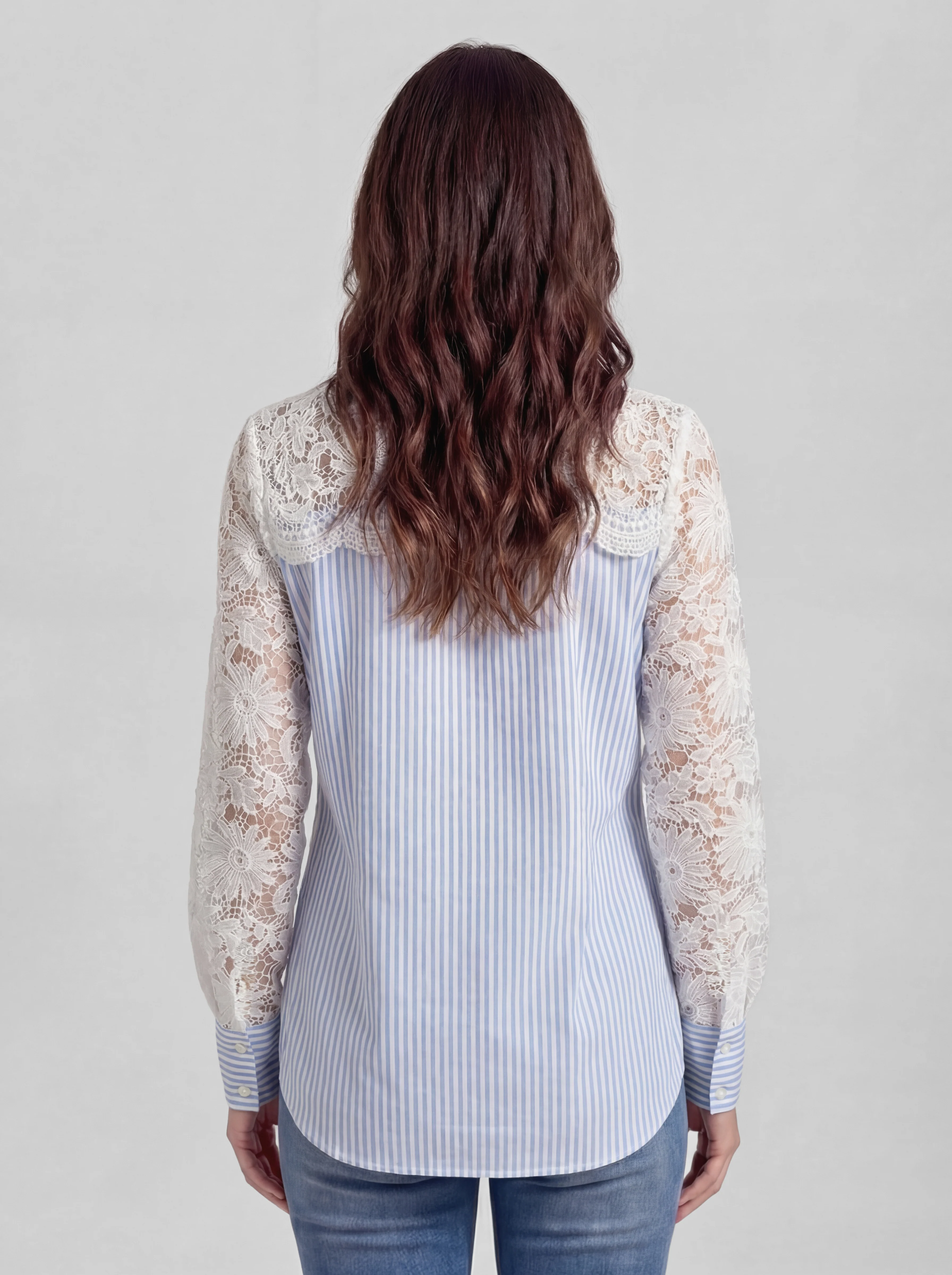Camisa Rayas Guipur Mujer - Image 2