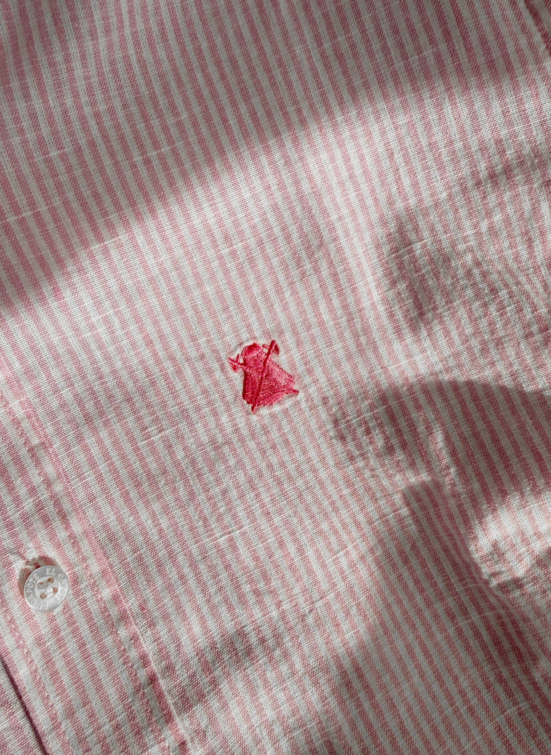 Camisa Rayas Rosas Lino Cuello Botón Hombre - Image 4