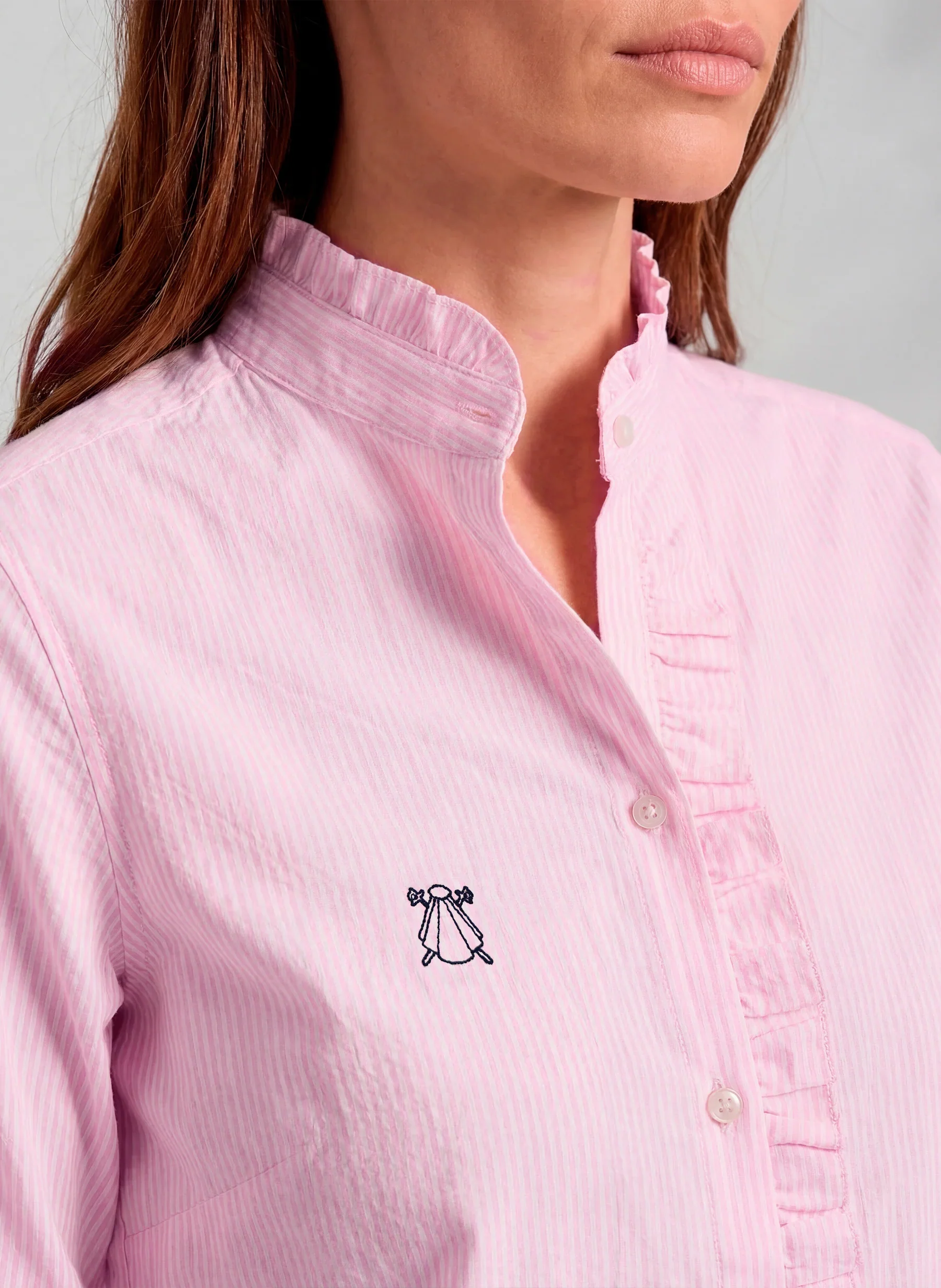 Camisa Rayas Sersuker Rosa Mujer - Image 4