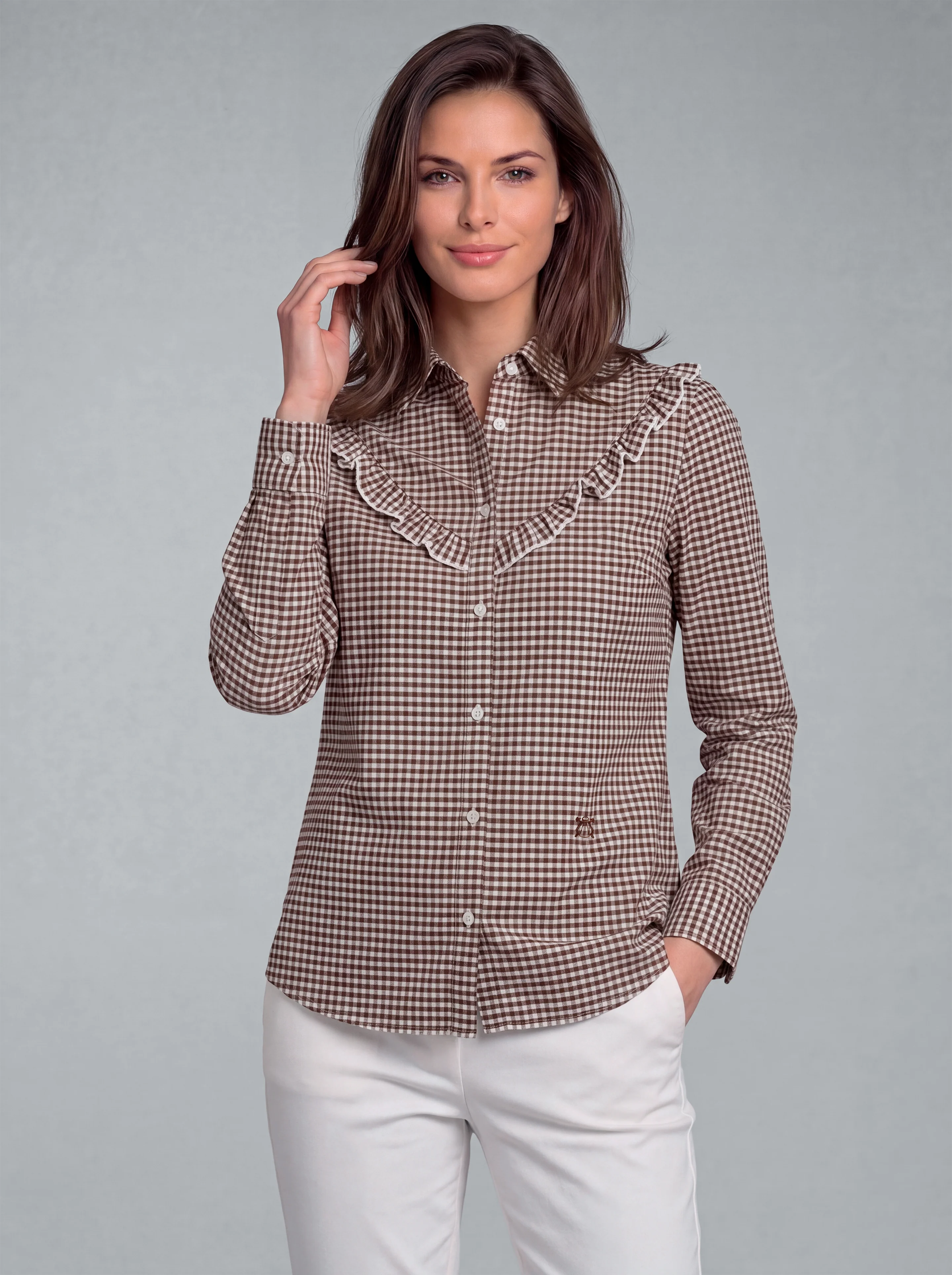 Camisa Rodeo Vichy Marrón Mujer