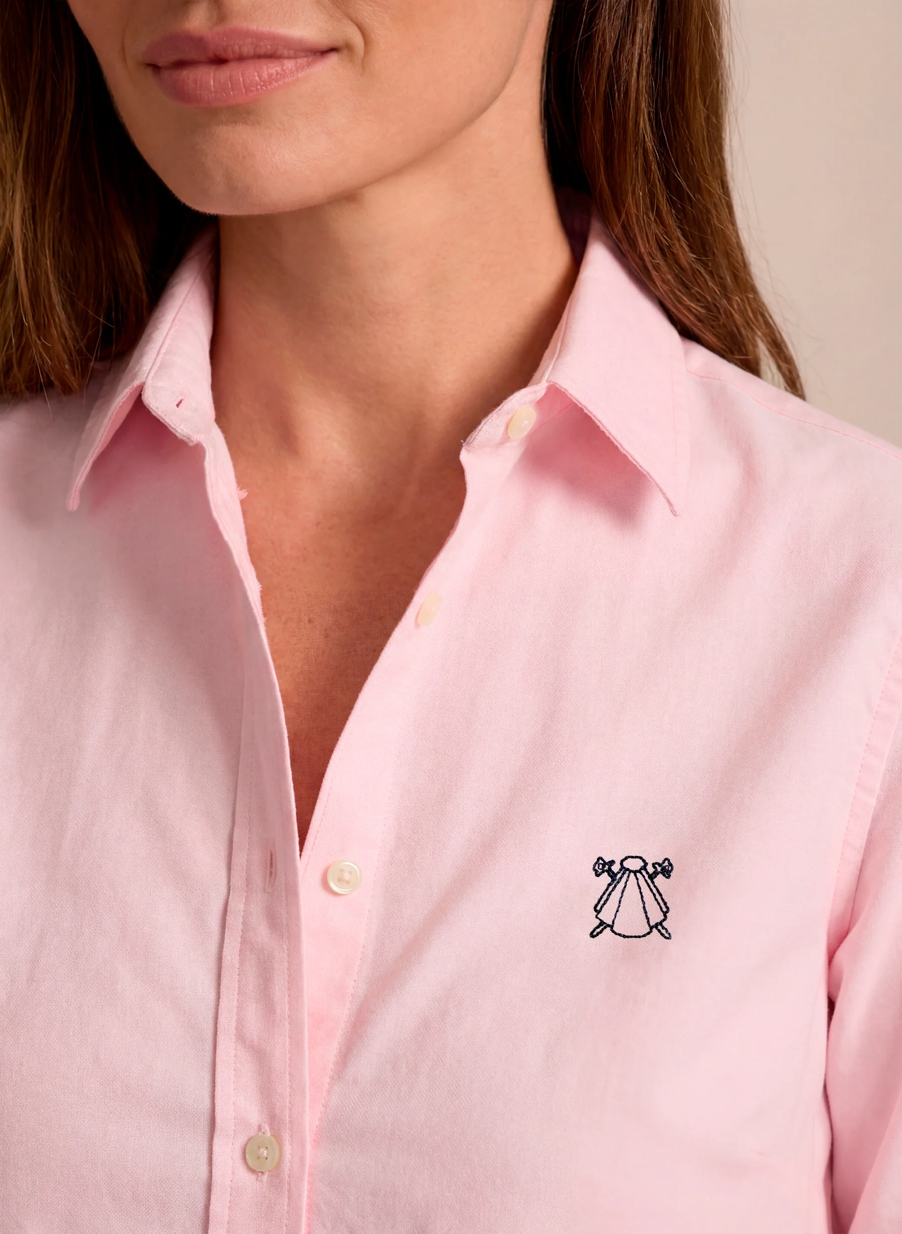 Camisa Rosa Oxford  Cuello Italiano Mujer - Image 4