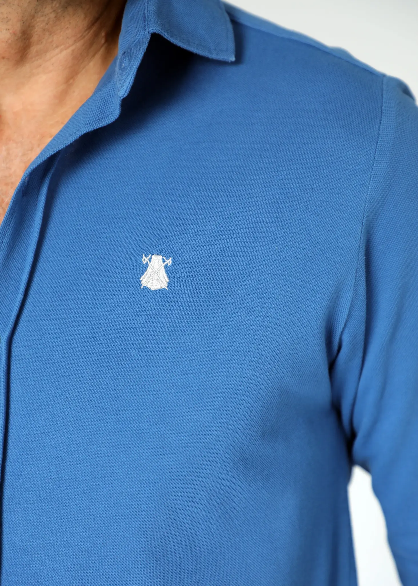 Camisa Azul Añíl Piqué Hombre - Image 2
