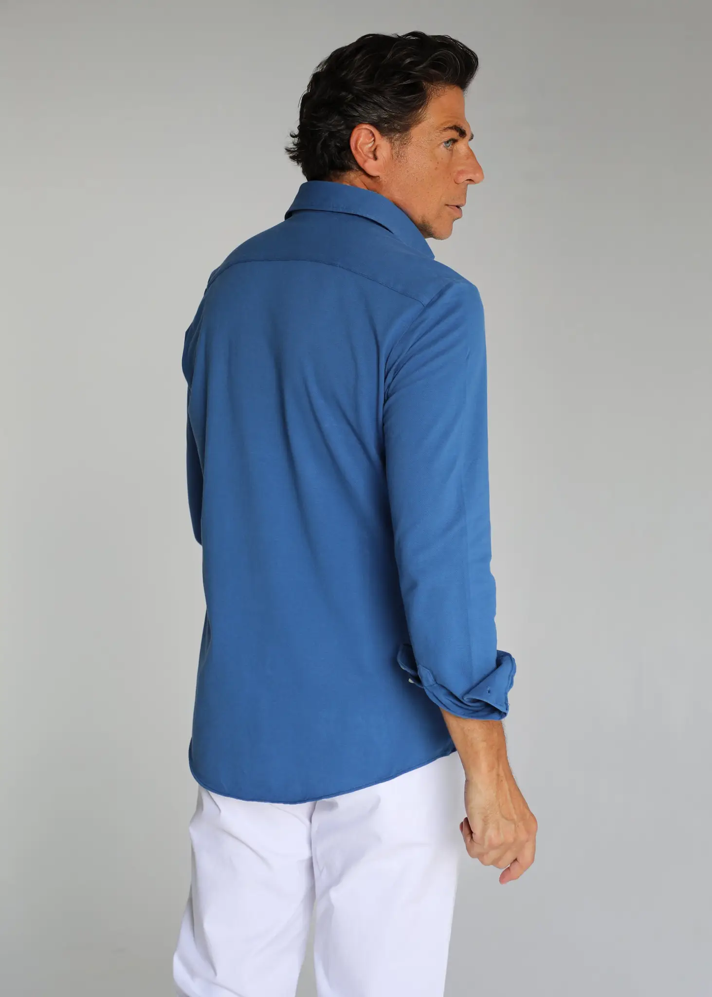 Camisa Azul Añíl Piqué Hombre - Image 3