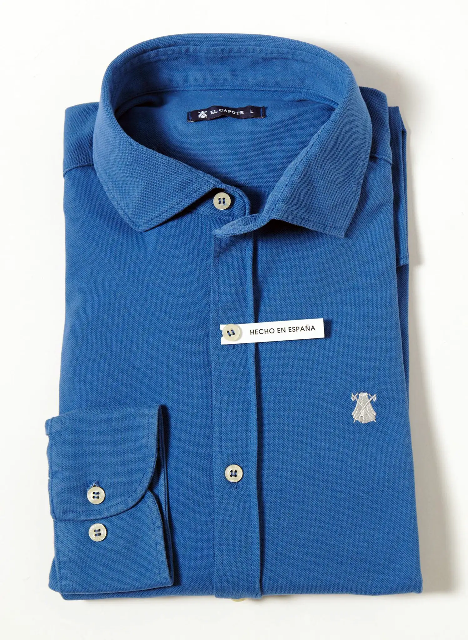 Camisa Azul Añíl Piqué Hombre - Image 4