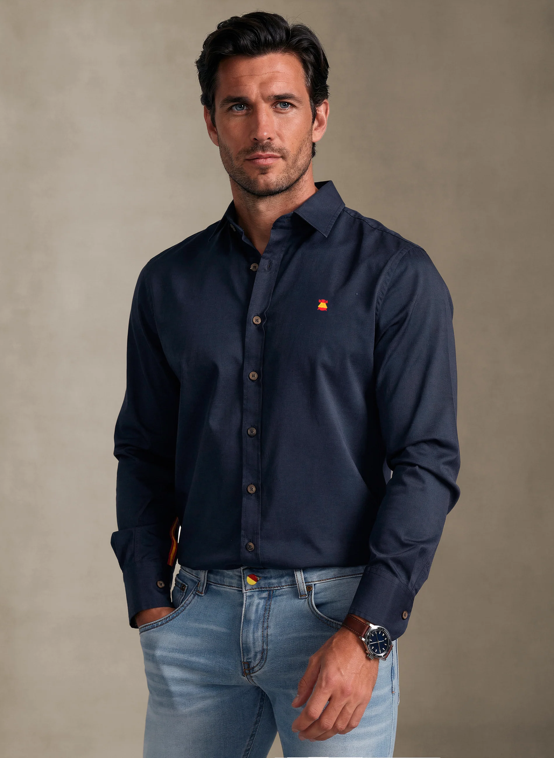 Camisa Sarga Azul España Hombre - Image 3