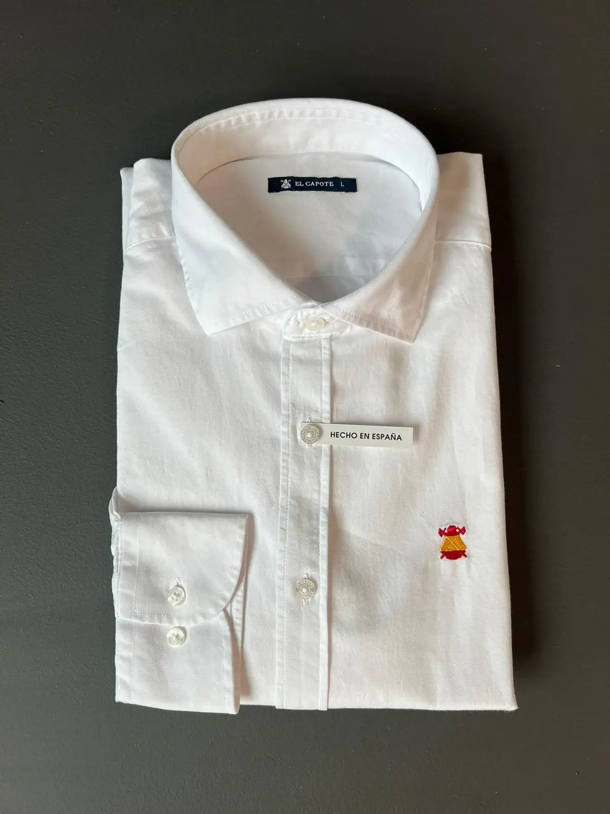 Camisa Sarga Blanca Logo España Hombre - Image 6
