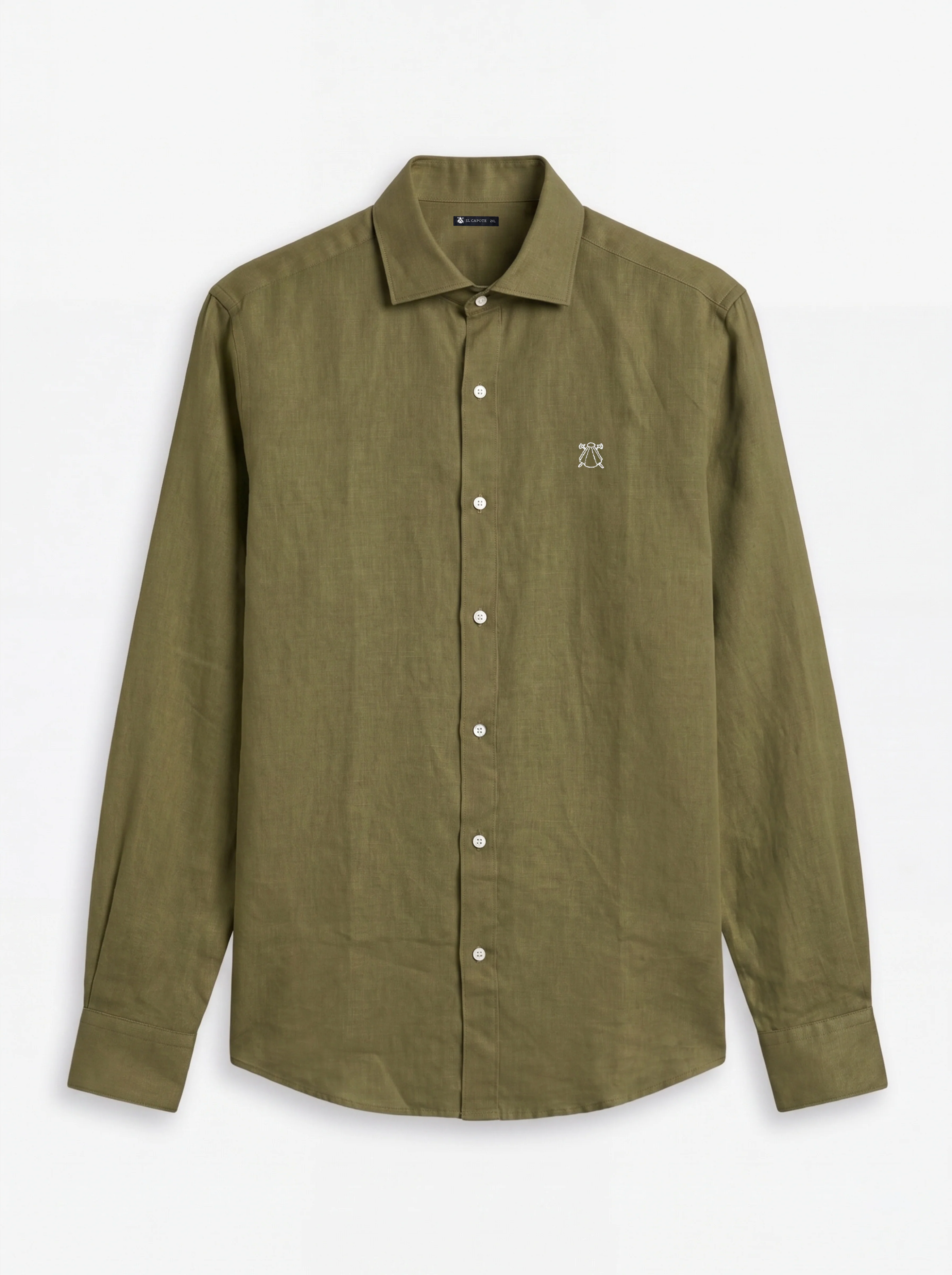 Camisa Verde Kaki Lino Hombre - Image 2