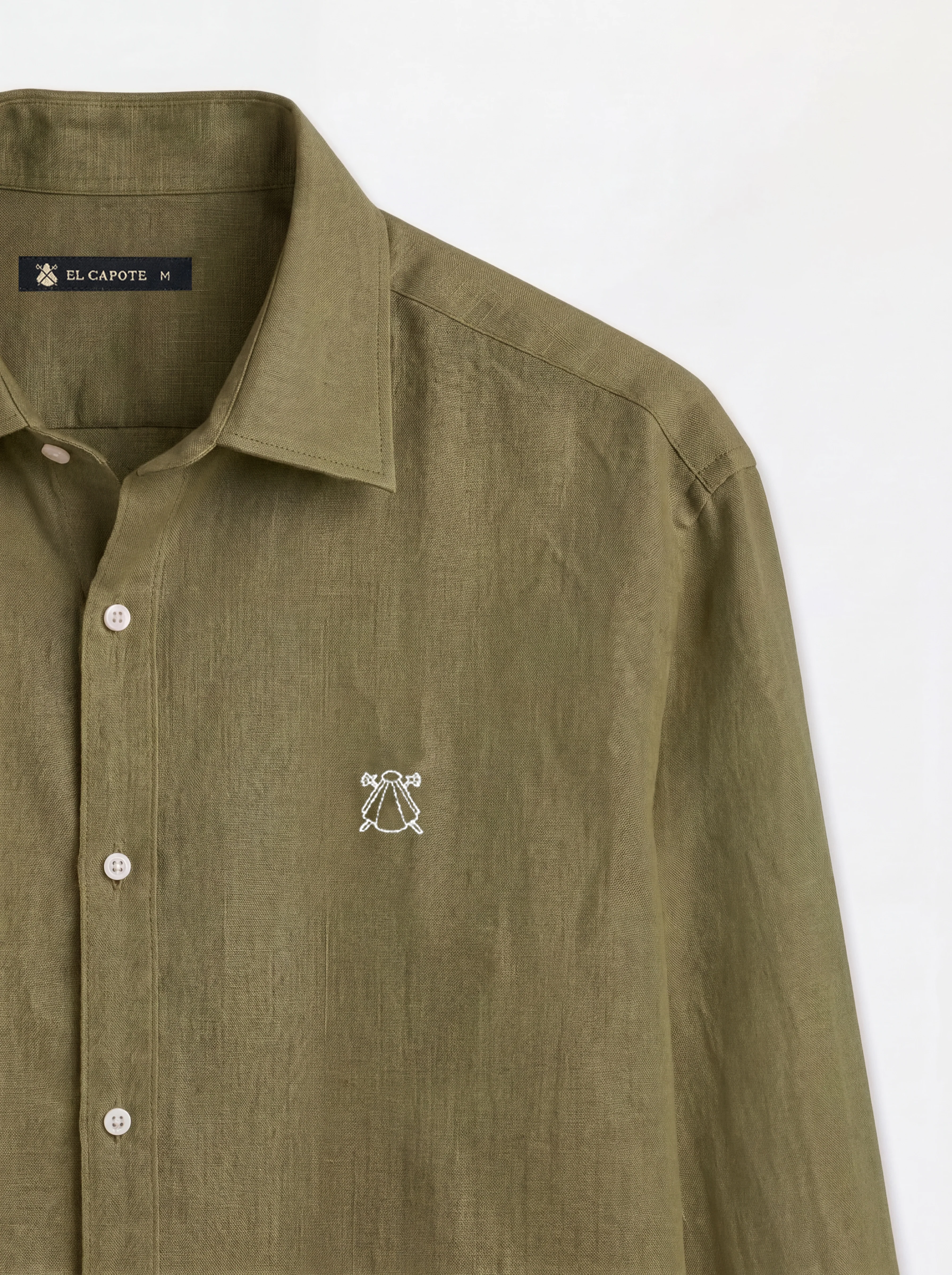 Camisa Verde Kaki Lino Hombre - Image 4