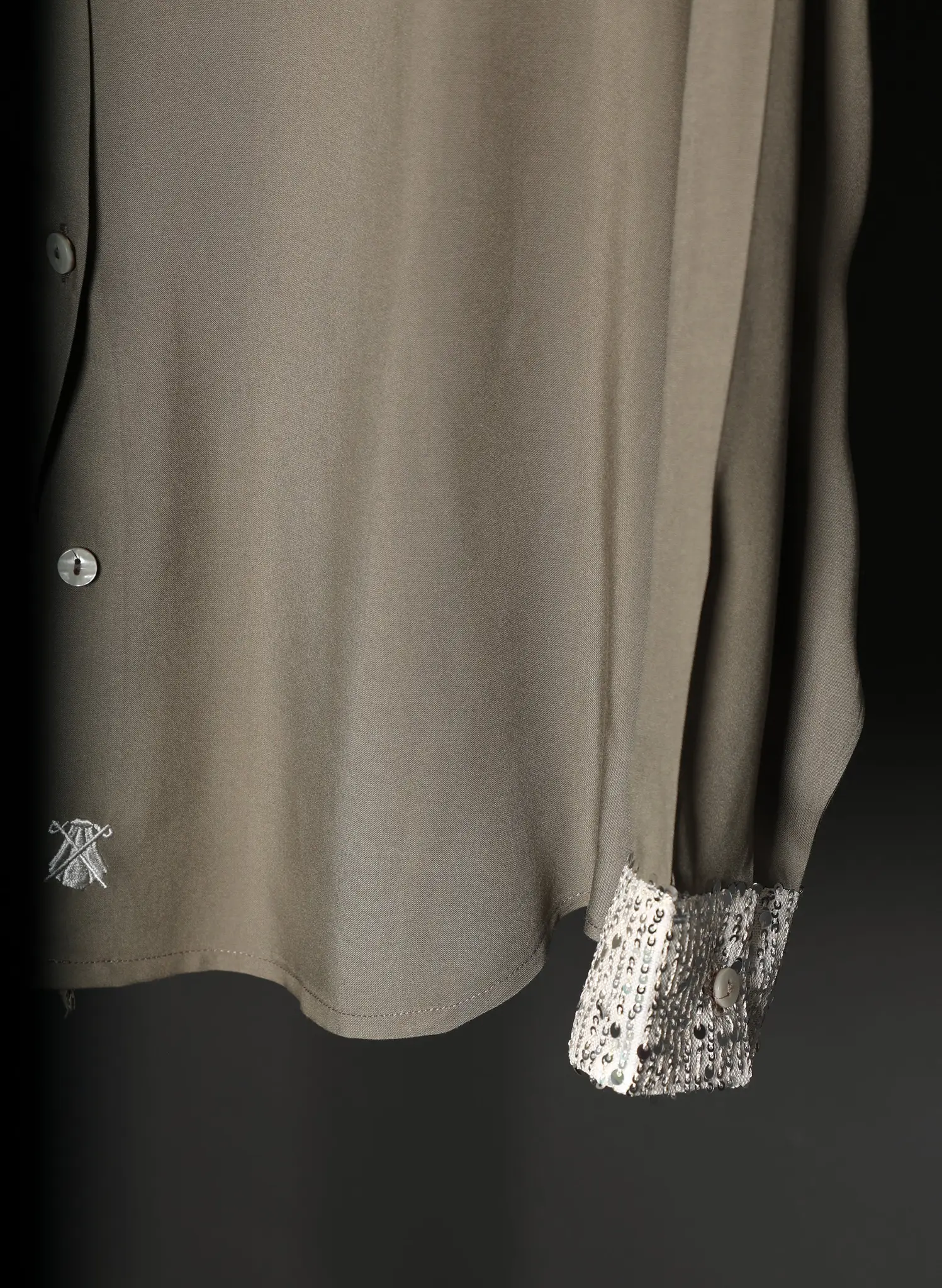 Camisa Verde Kaki Viscosa Lentejuelas Mujer - Image 6
