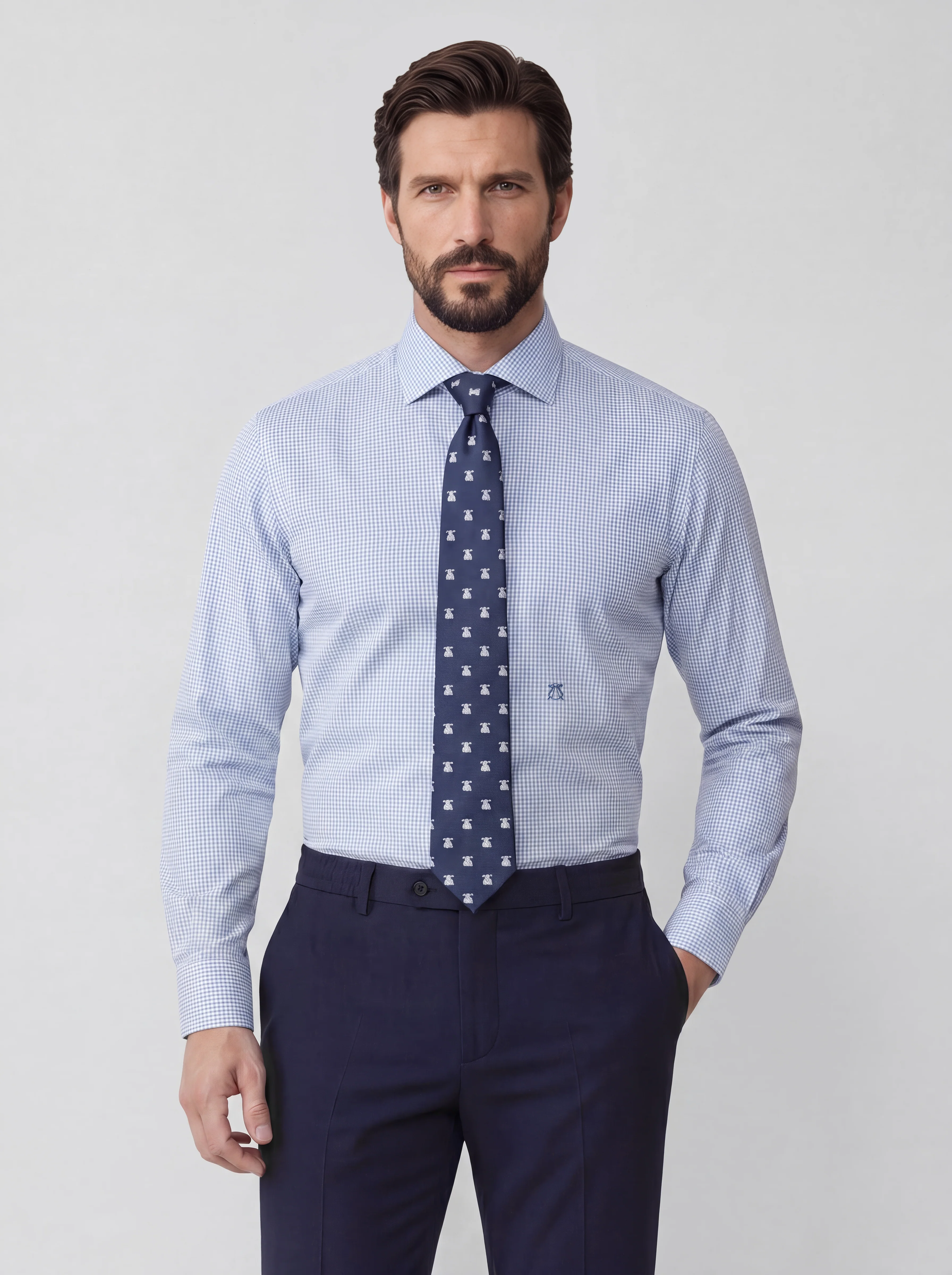 Camisa de Vestir Vichy Azul Hombre - Image 2