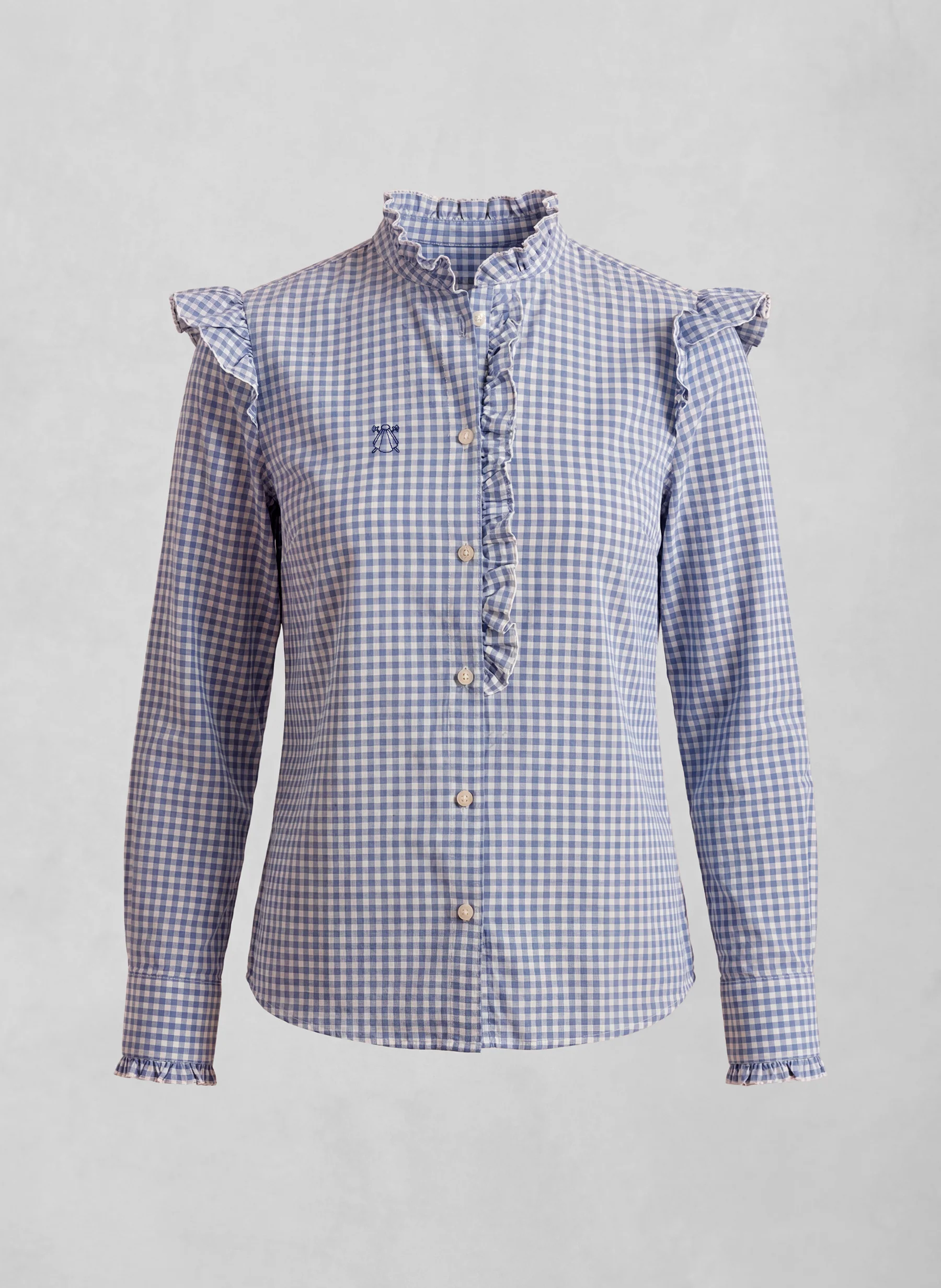 Camisa Vichy Azul Volantes Mujer - Image 2