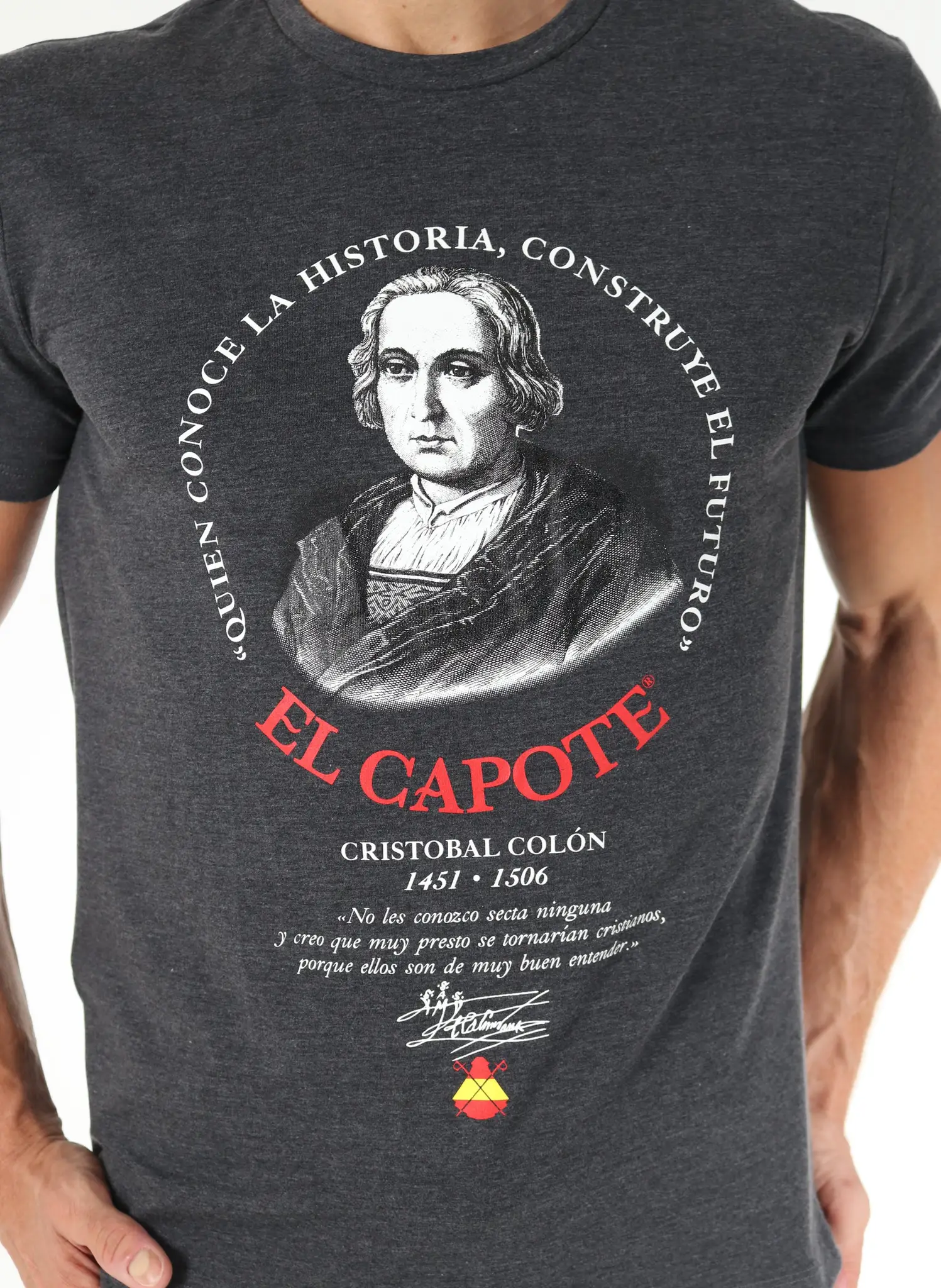 Camiseta Hombre Antracita Homenaje a Cristobal Colón - Image 3