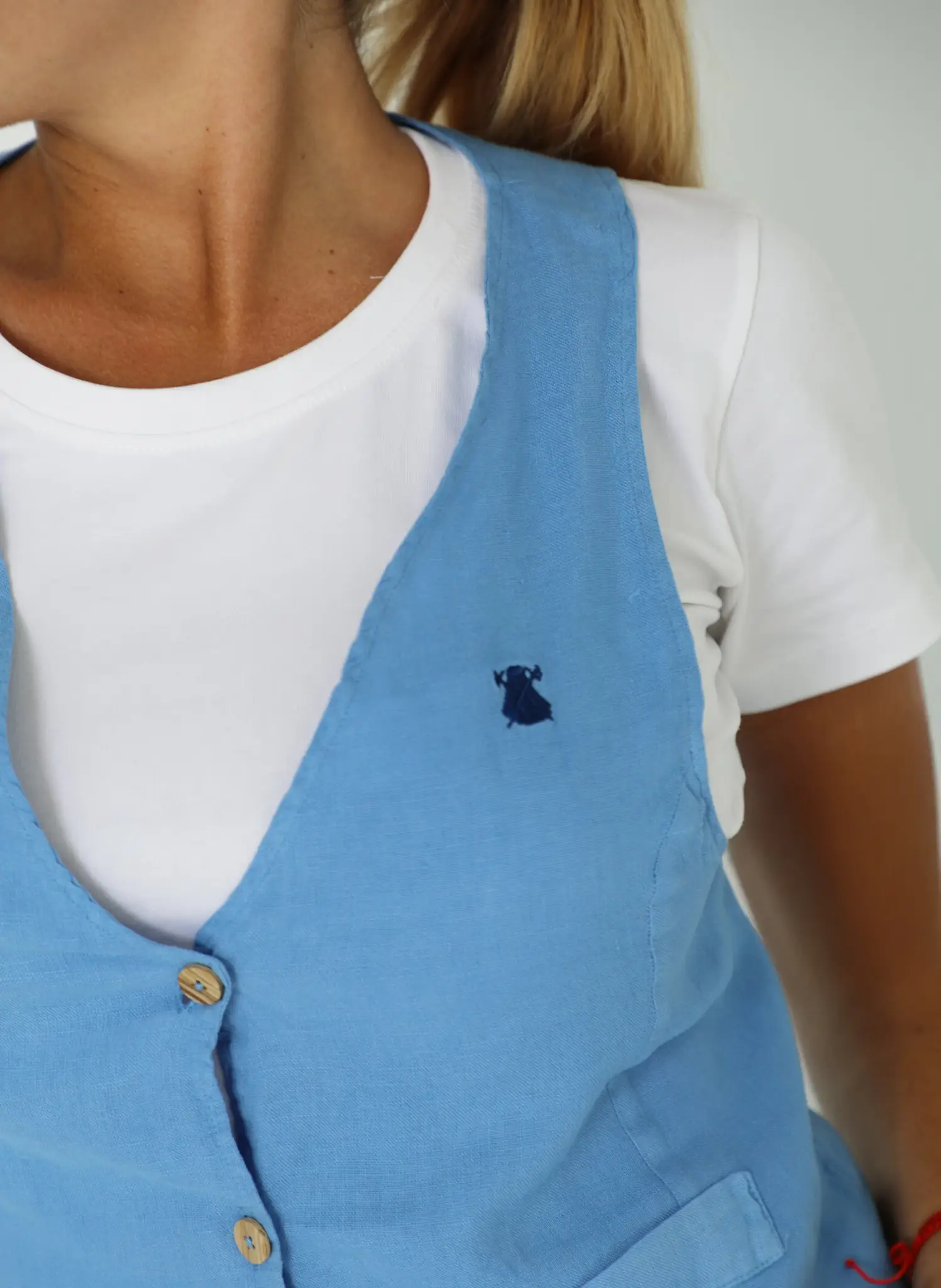 Chaleco Azul Añíl 100% Lino Mujer - Image 2