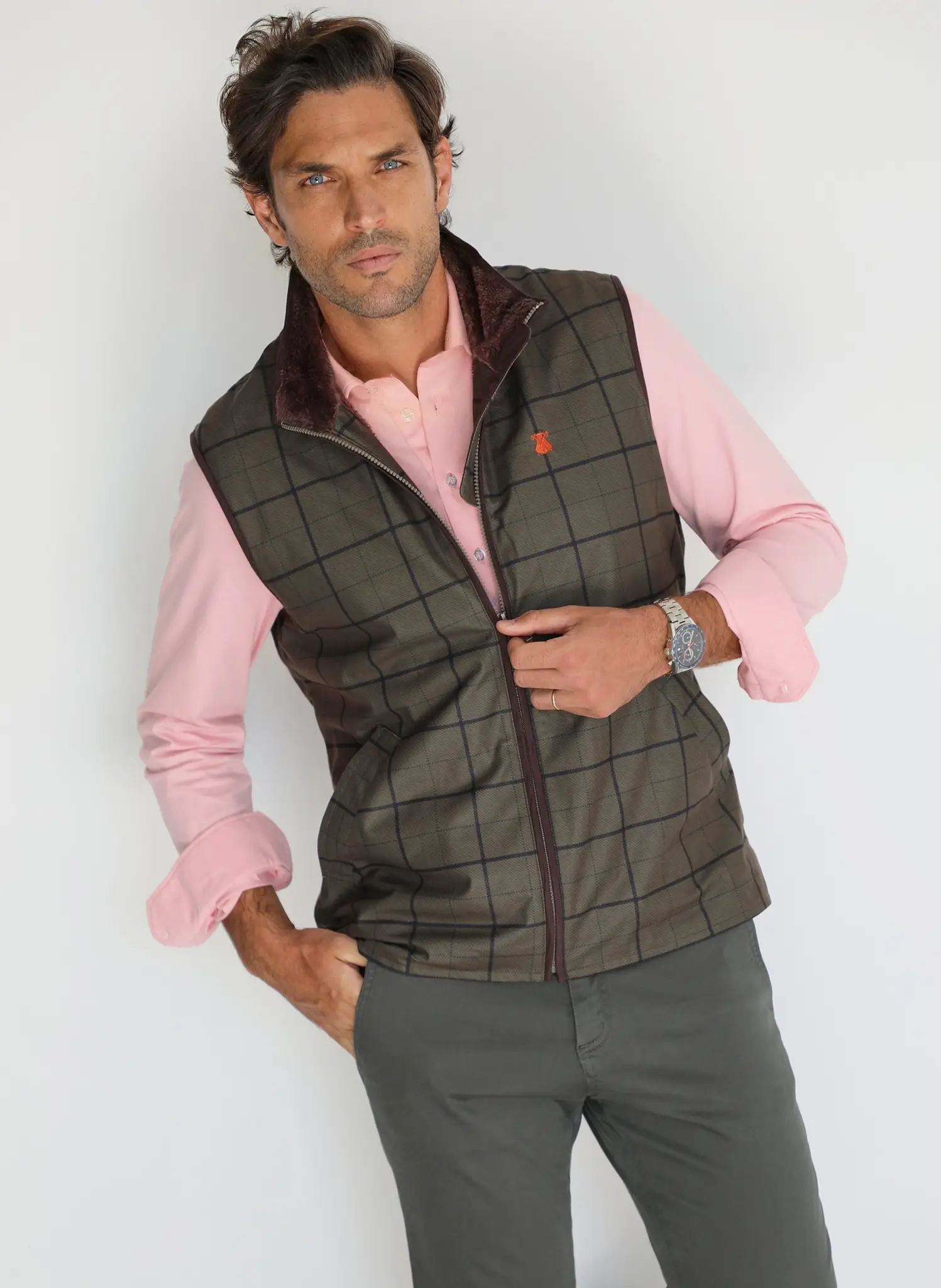 Chaleco Cuadros Verde Caza Hombre - Image 6