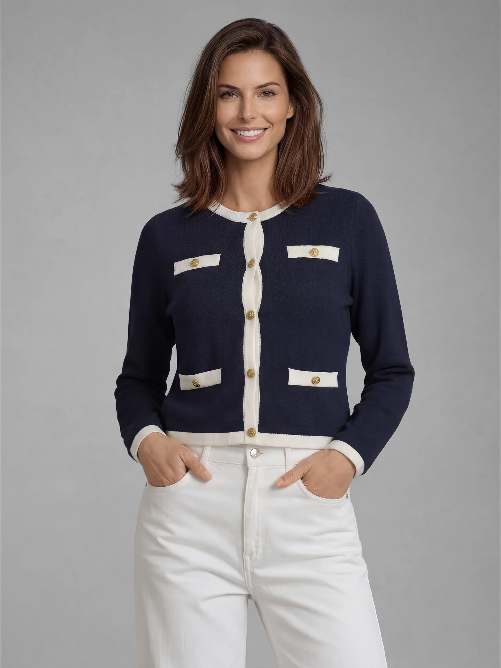 Chaqueta Azul Textura Mujer