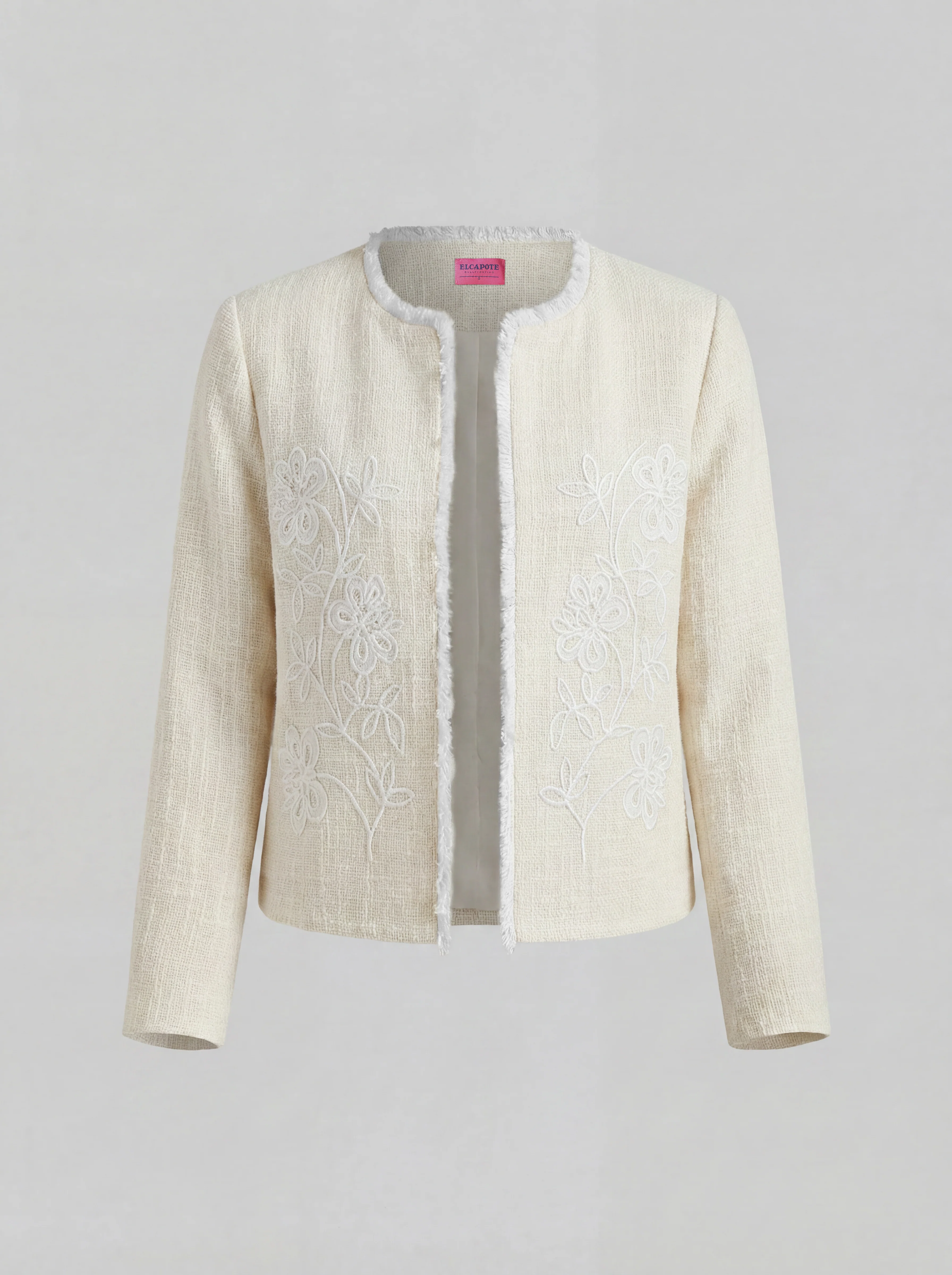 Chaqueta Beige Bordada Mujer - Image 4
