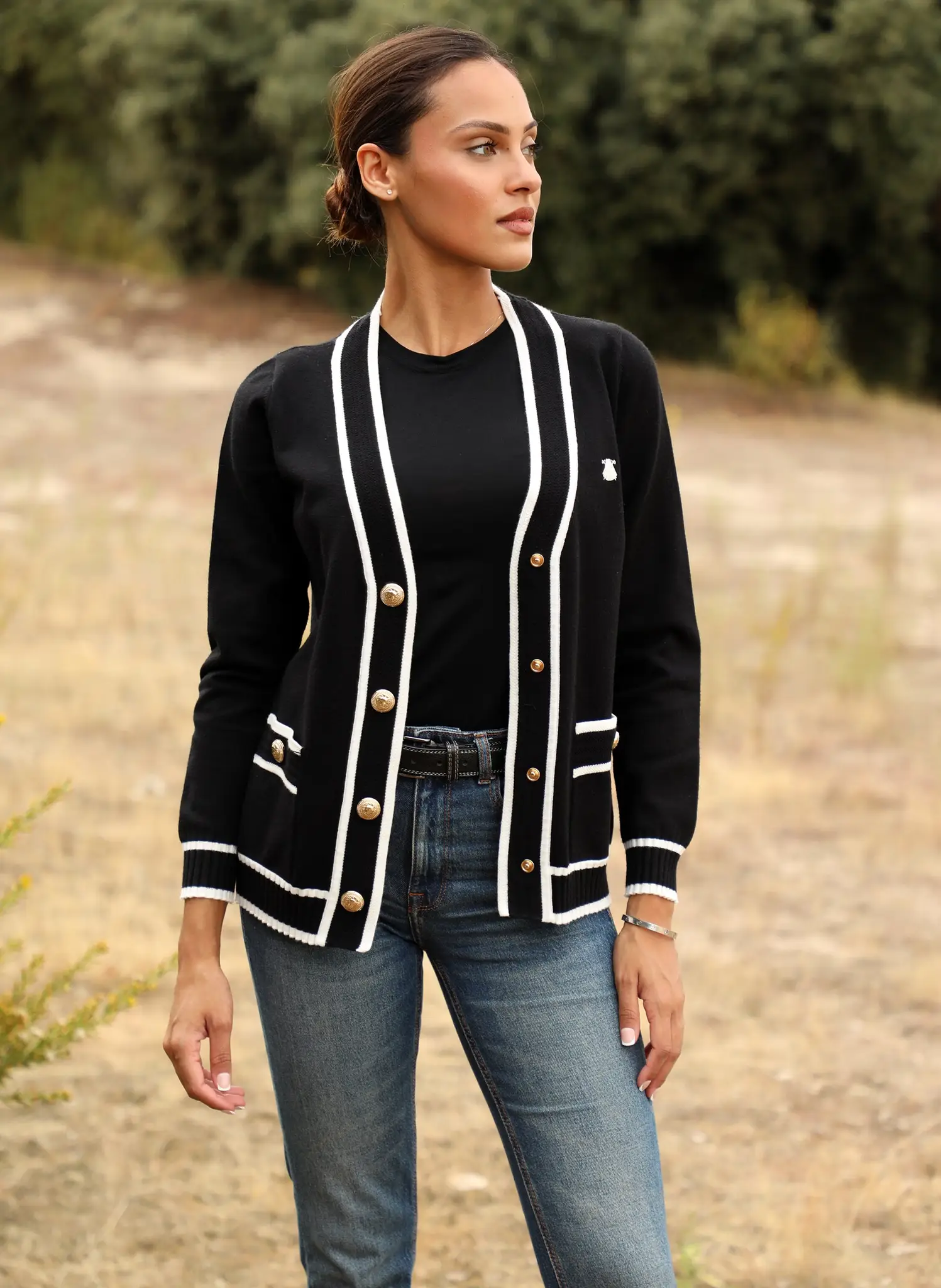Chaqueta Negra Bolsillos Mujer - Image 2
