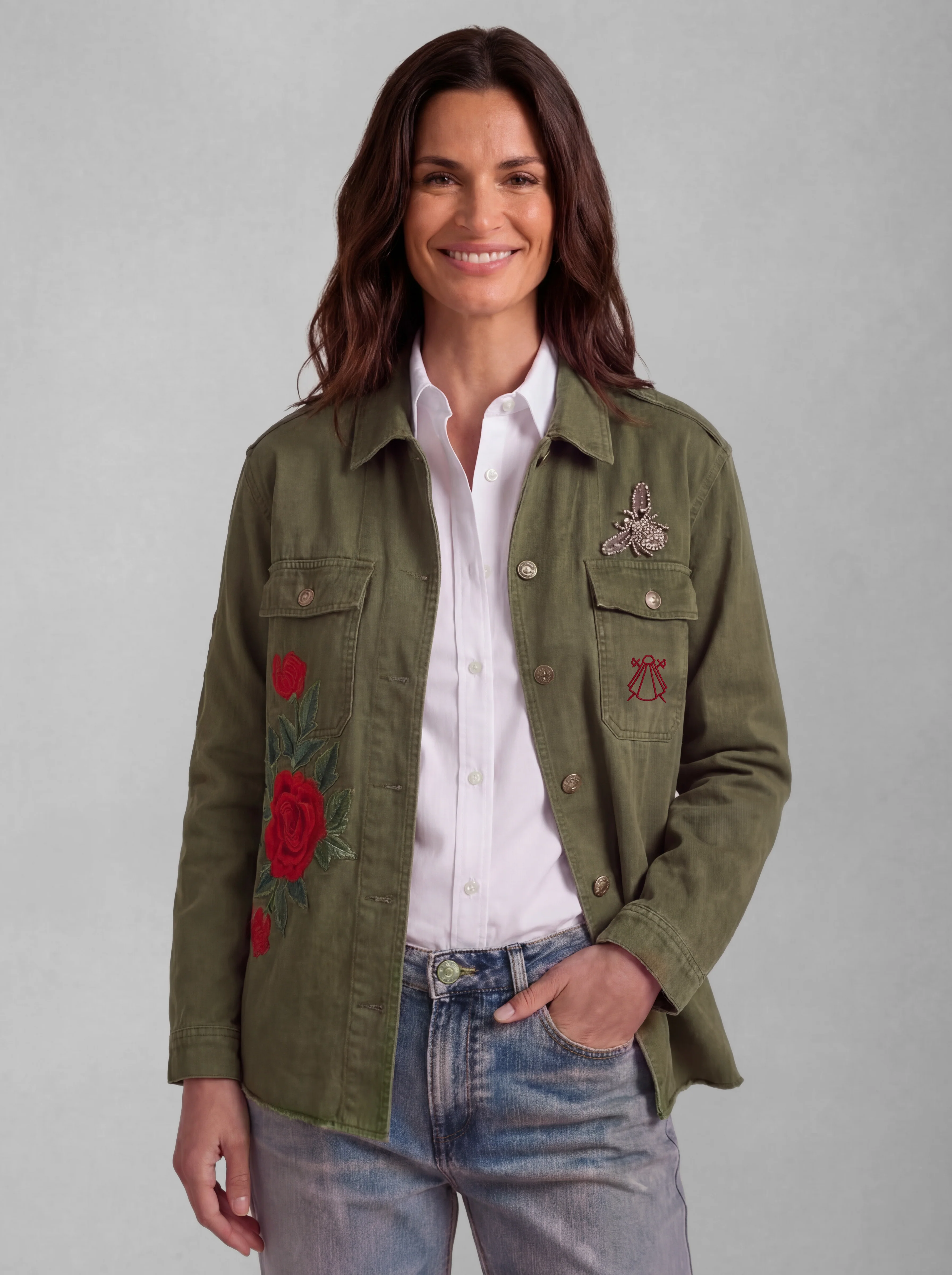 Chaqueta Verde Kaki Clavel Mujer