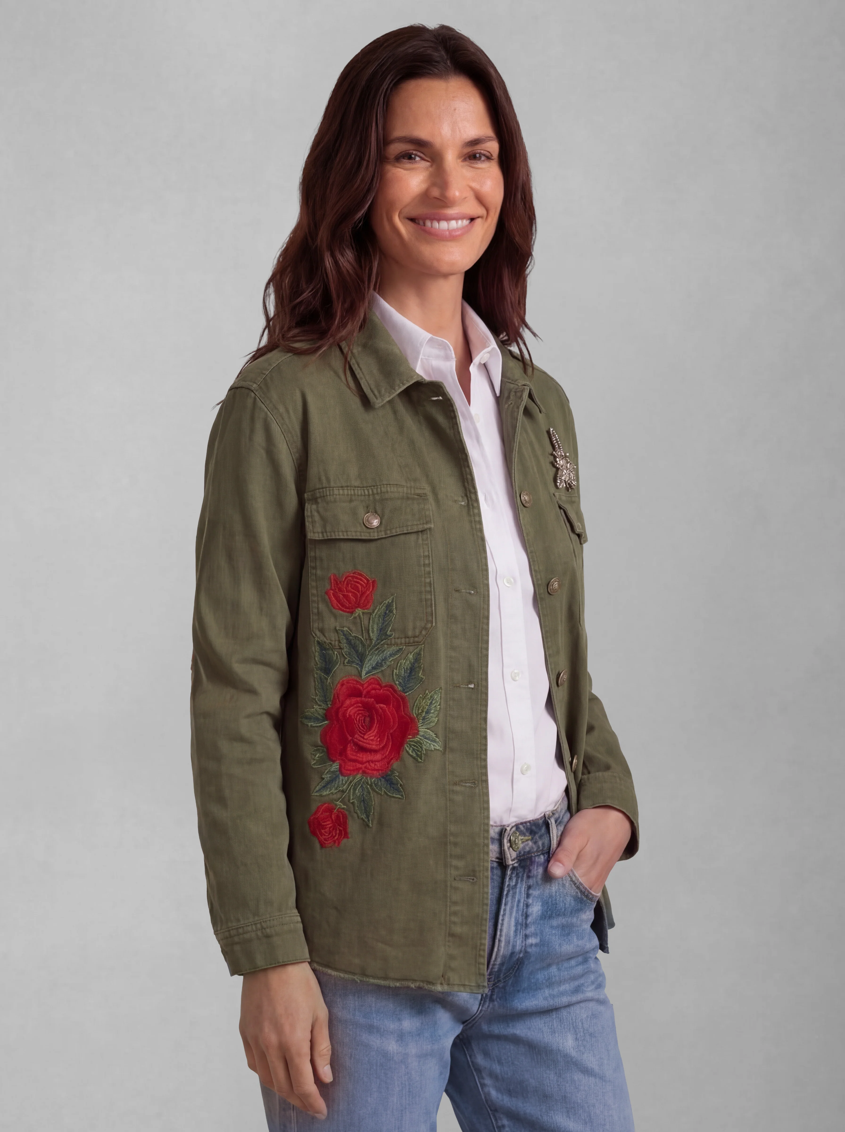 Chaqueta Verde Kaki Clavel Mujer - Image 2