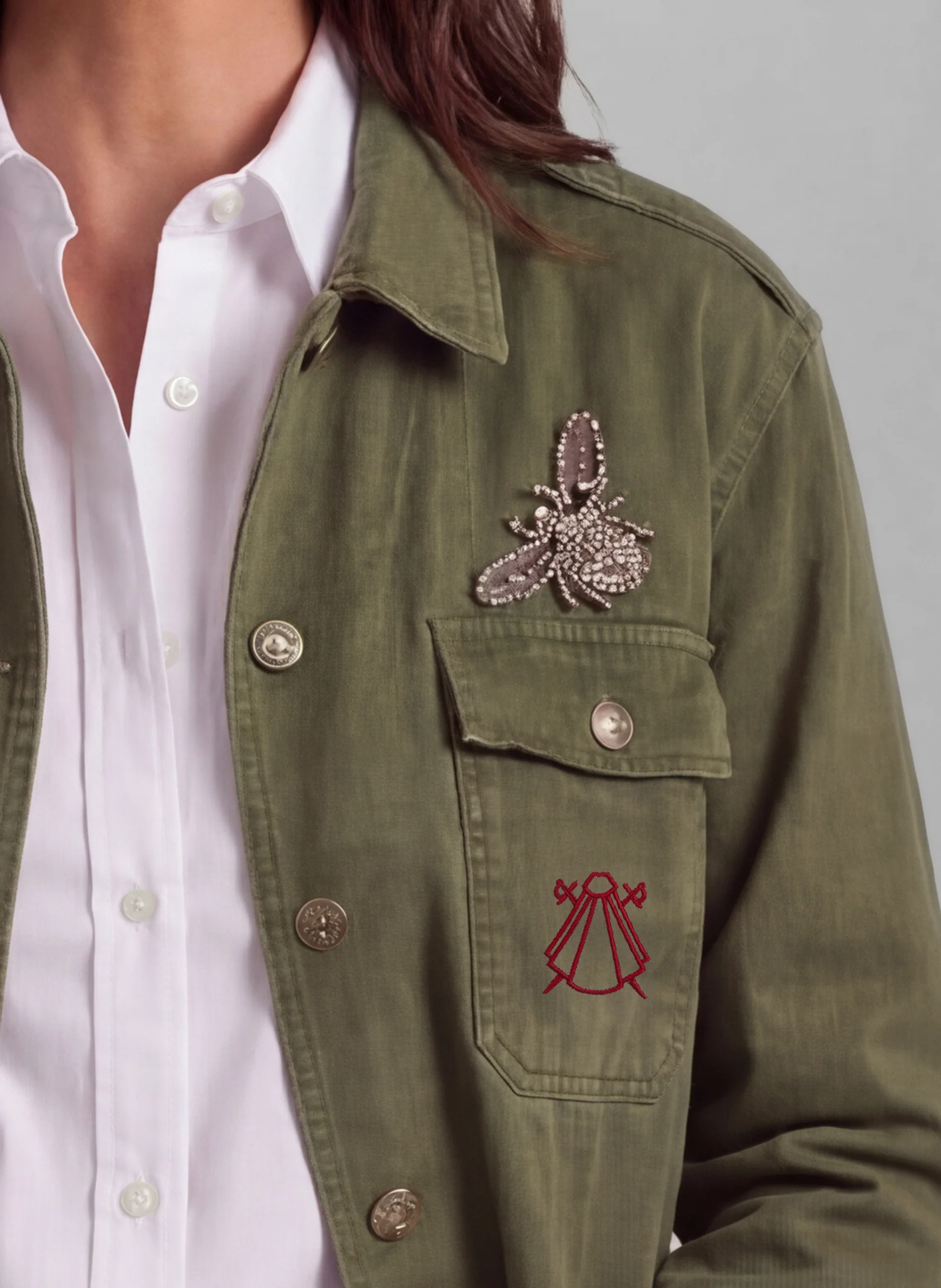 Chaqueta Verde Kaki Clavel Mujer - Image 3
