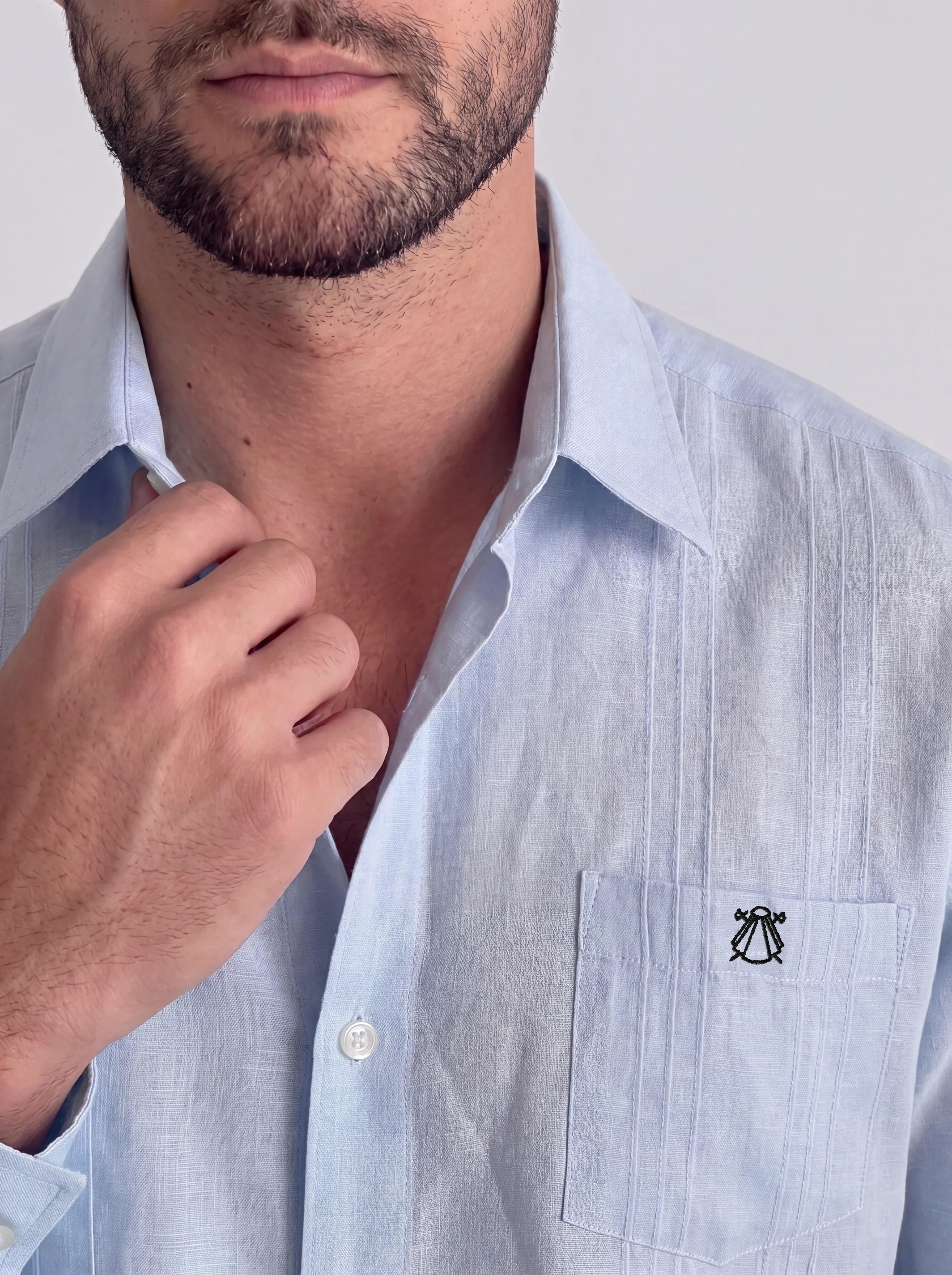 Guayabera Celeste Claro Hombre - Image 3