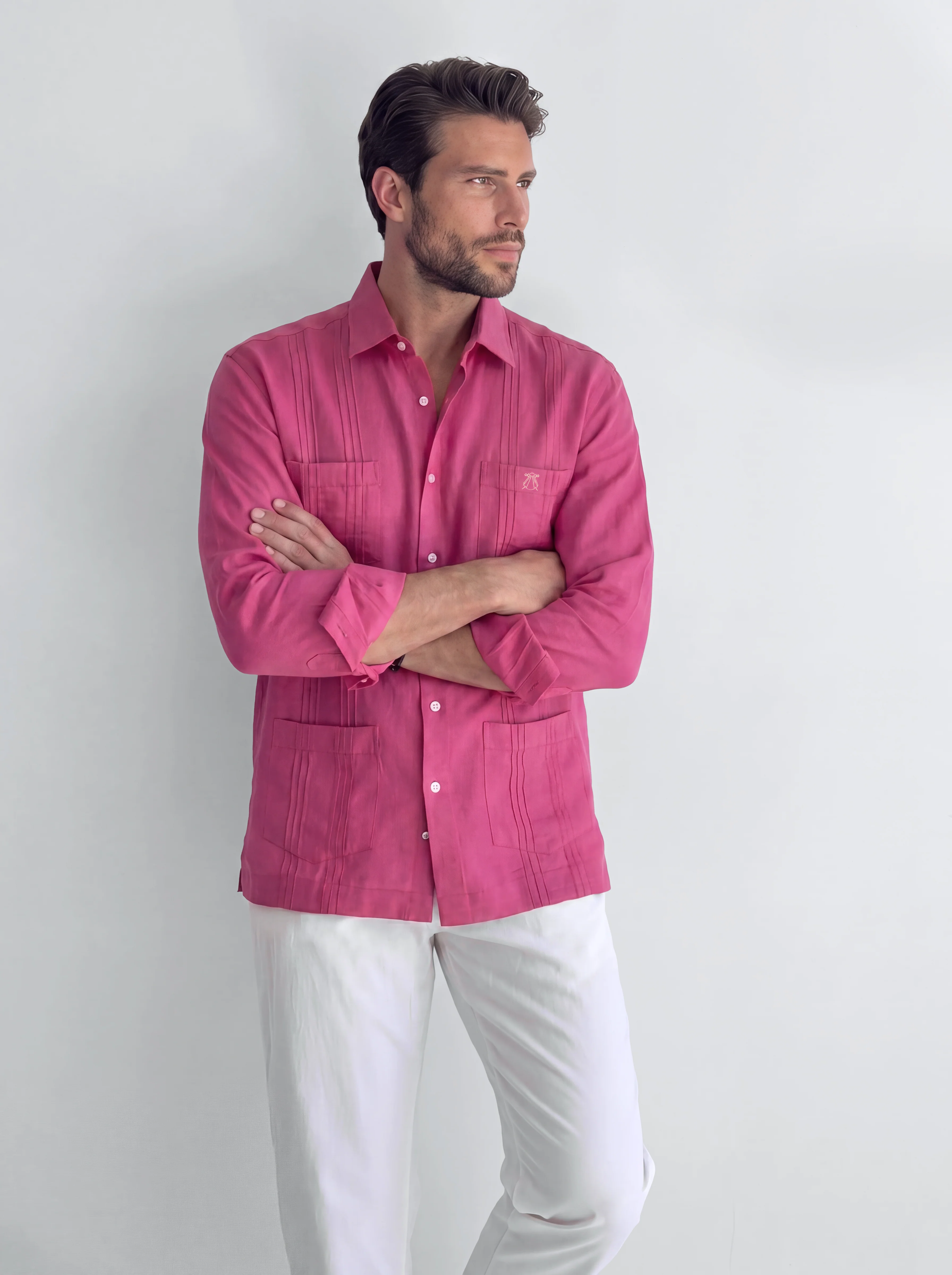 Guayabera Rosa Capote Hombre