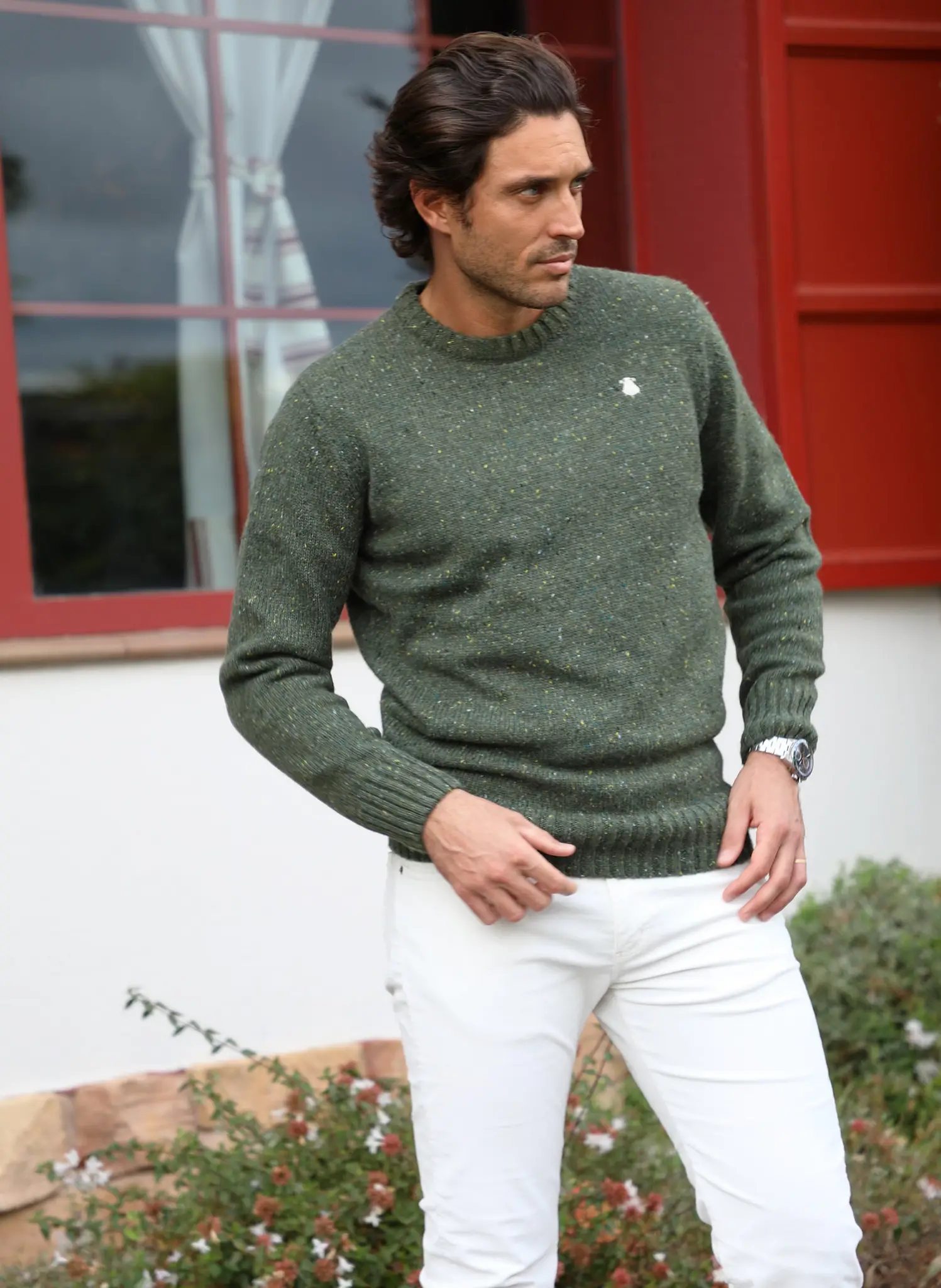 Jersey Verde Caza Jaspeado Cuello Caja Hombre - Image 4