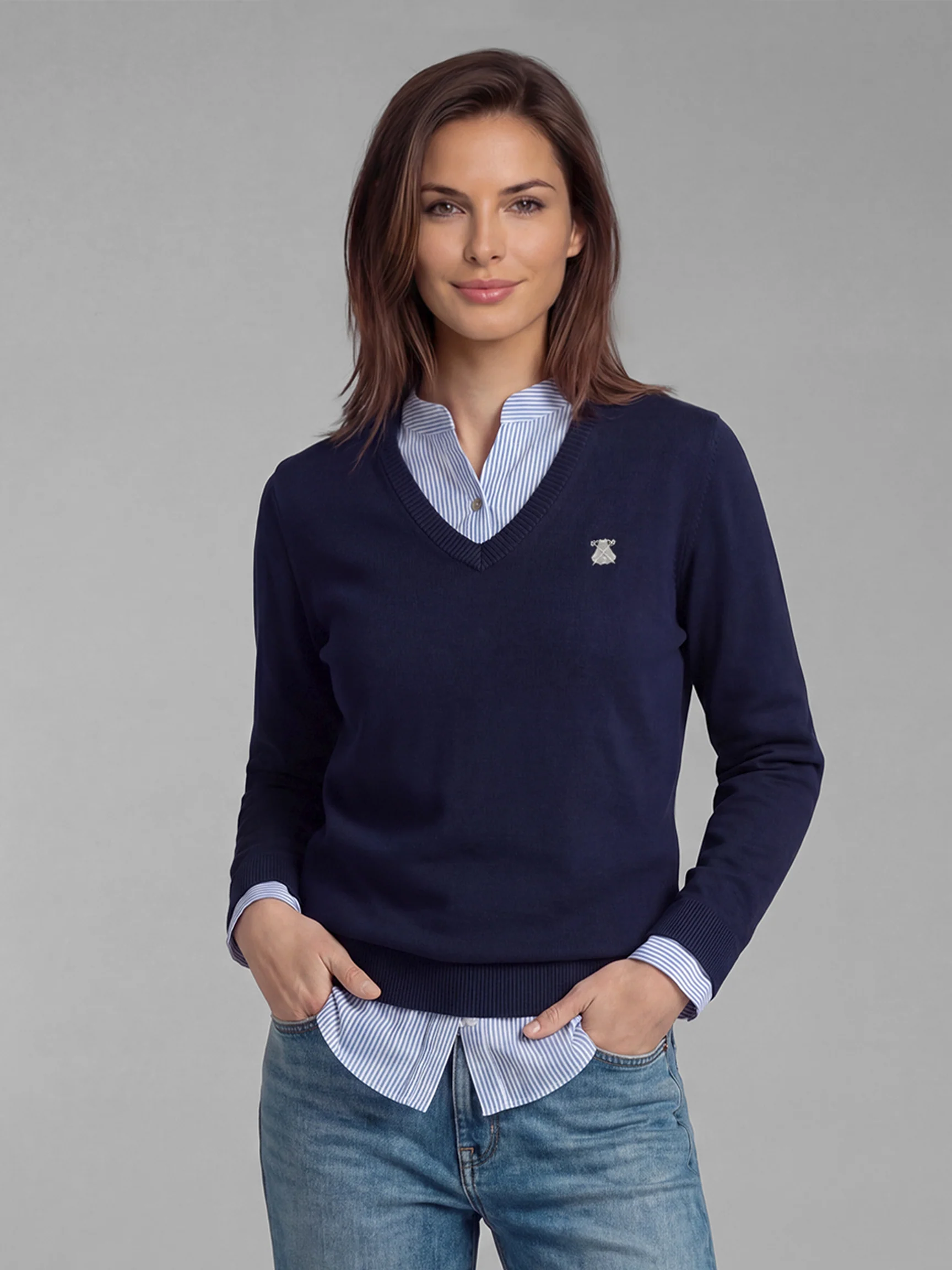 Jersey Camisero Azul Mujer