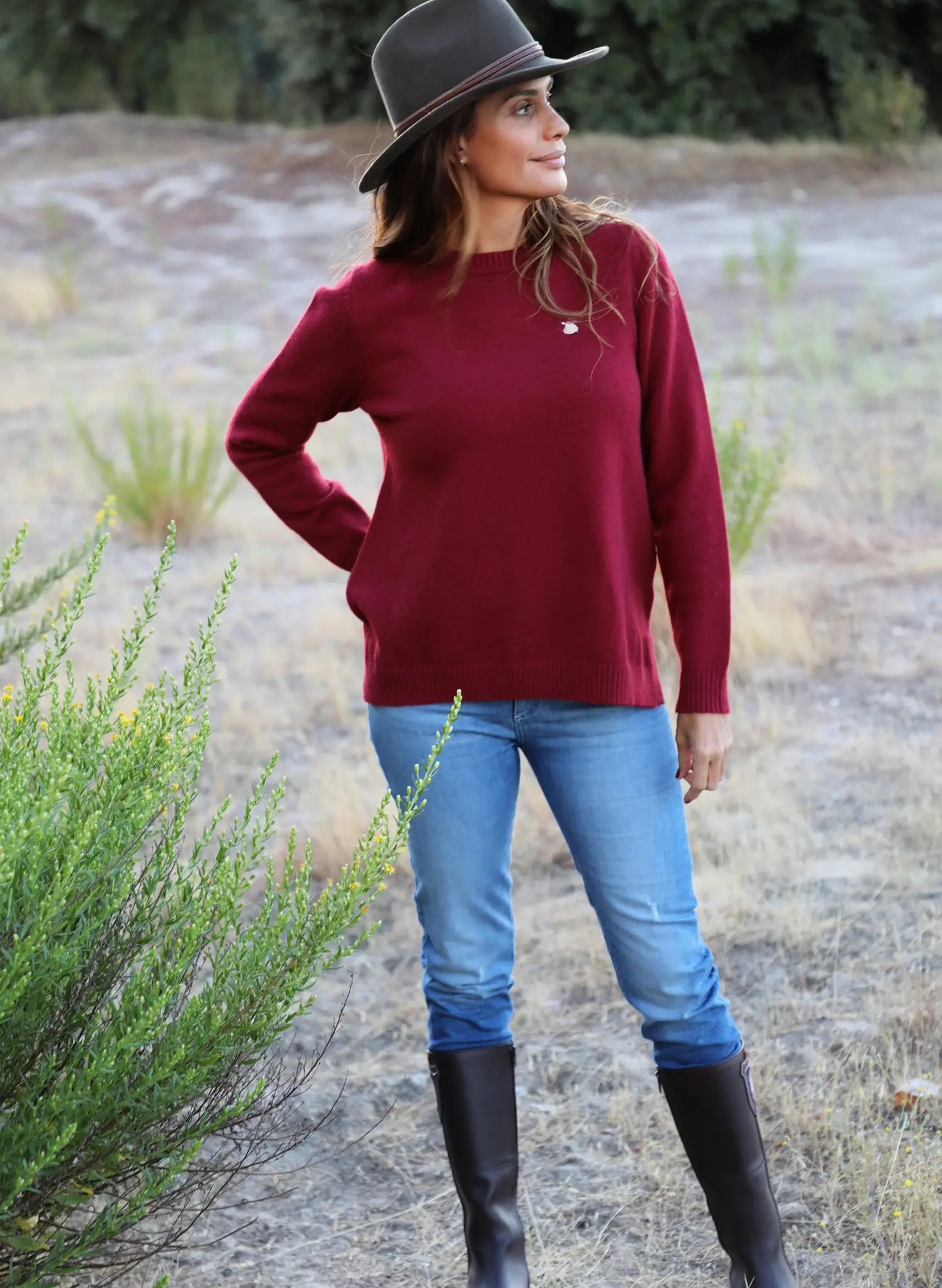 Jersey Burdeos Cuello Caja Mujer - Image 4