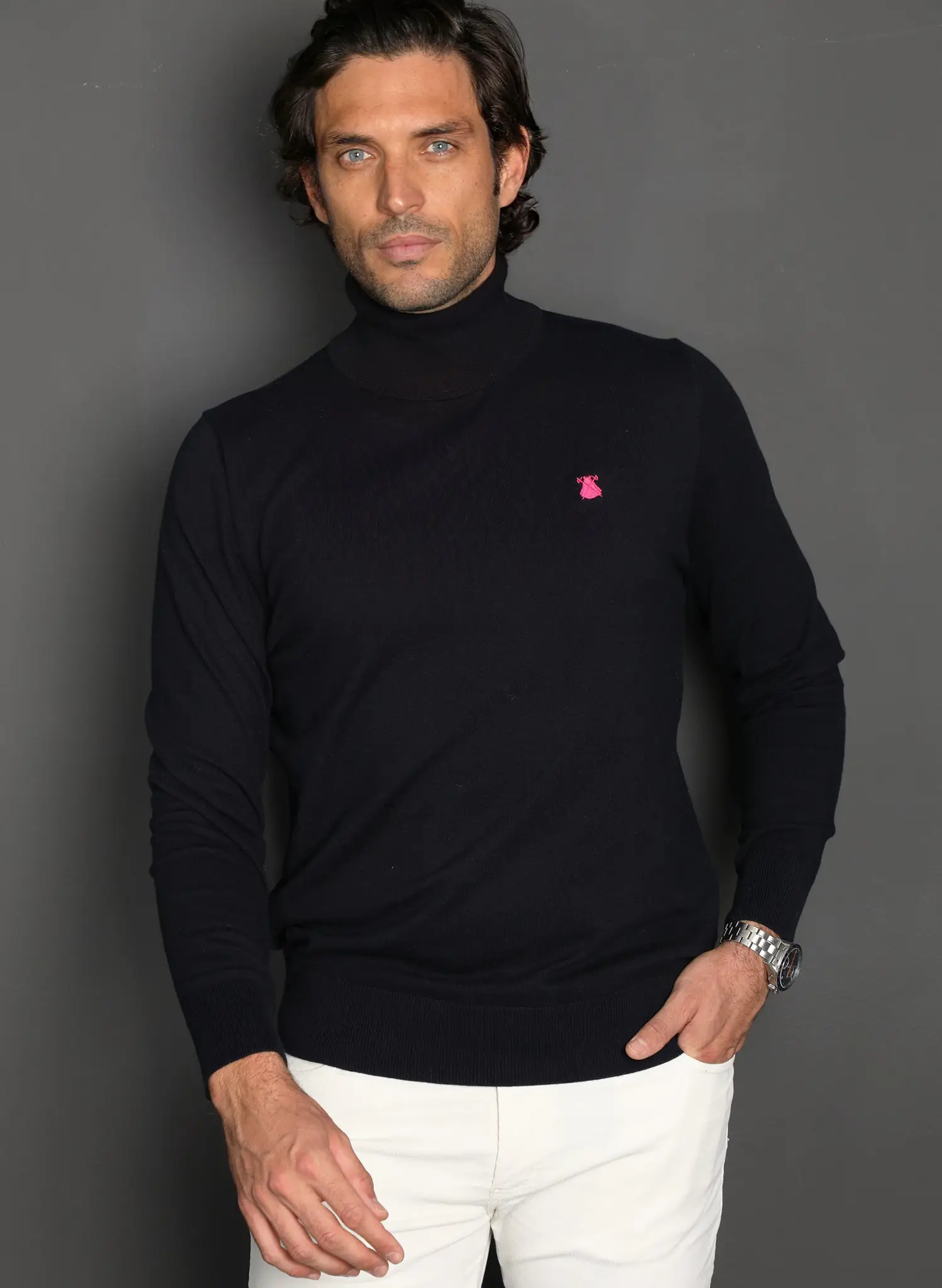 Jersey Cuello Alto Azul Hombre