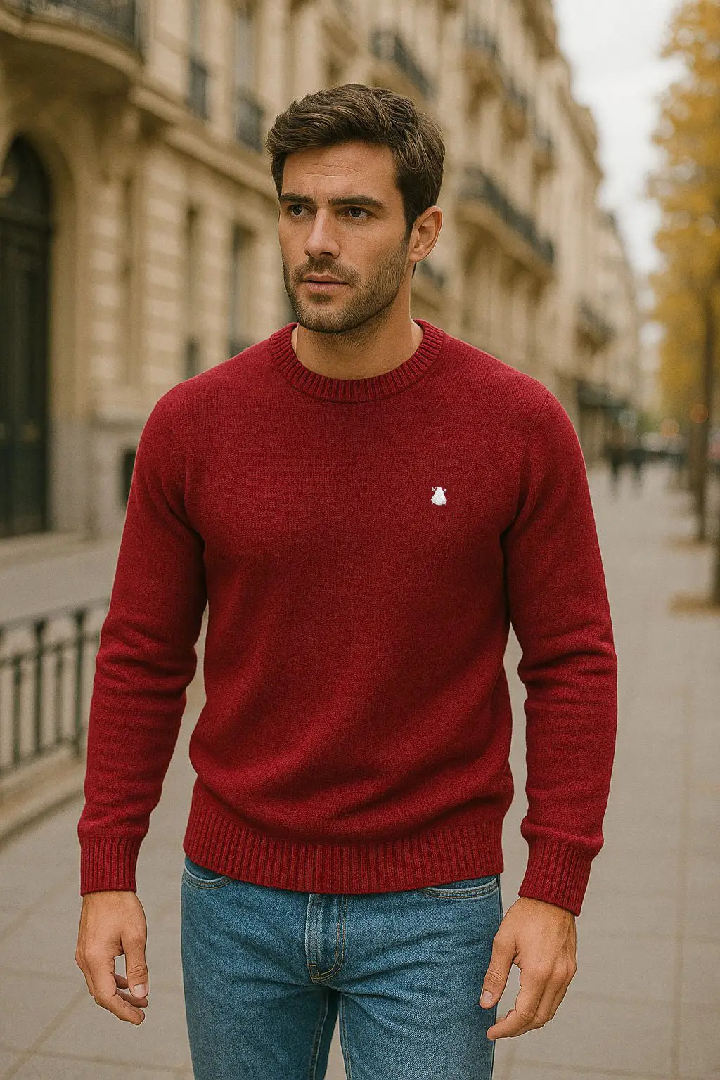 Jersey Lambswool Burdeos Cuello Caja Hombre - Image 5