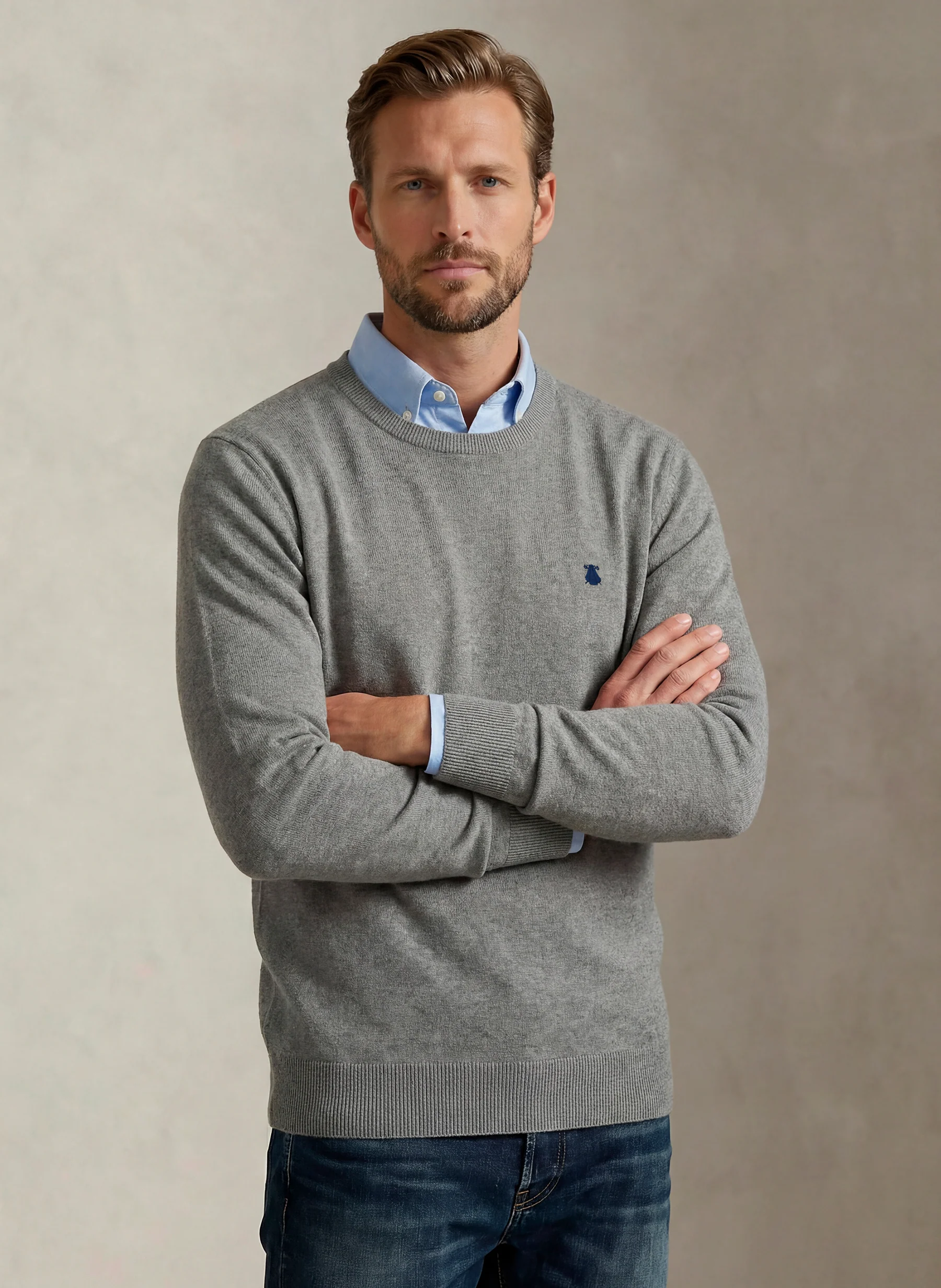 Jersey Cuello Caja Gris Hombre