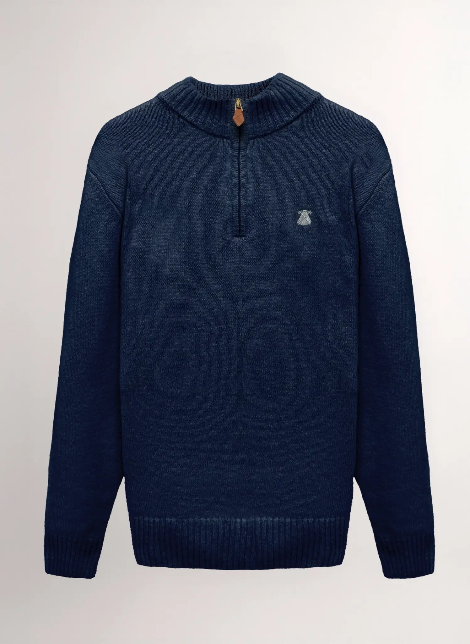 Jersey Azul Lambswool Cuello Cremallera Hombre - Image 2