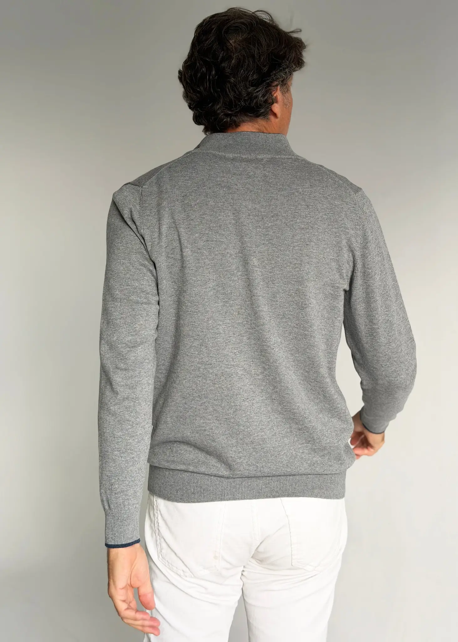 Jersey Gris Cuello Cremallera Hombre - Image 3