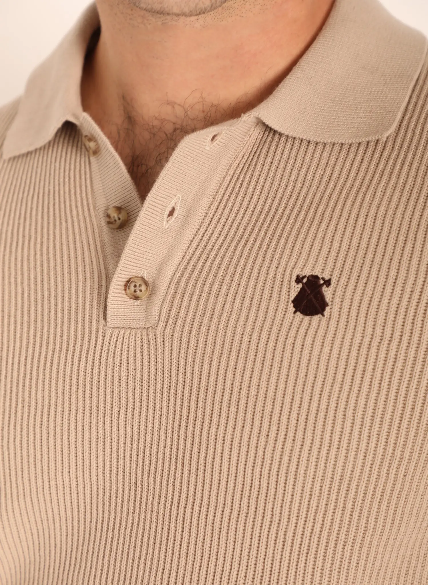 Polo Punto Canalé Beige Hombre - Image 4