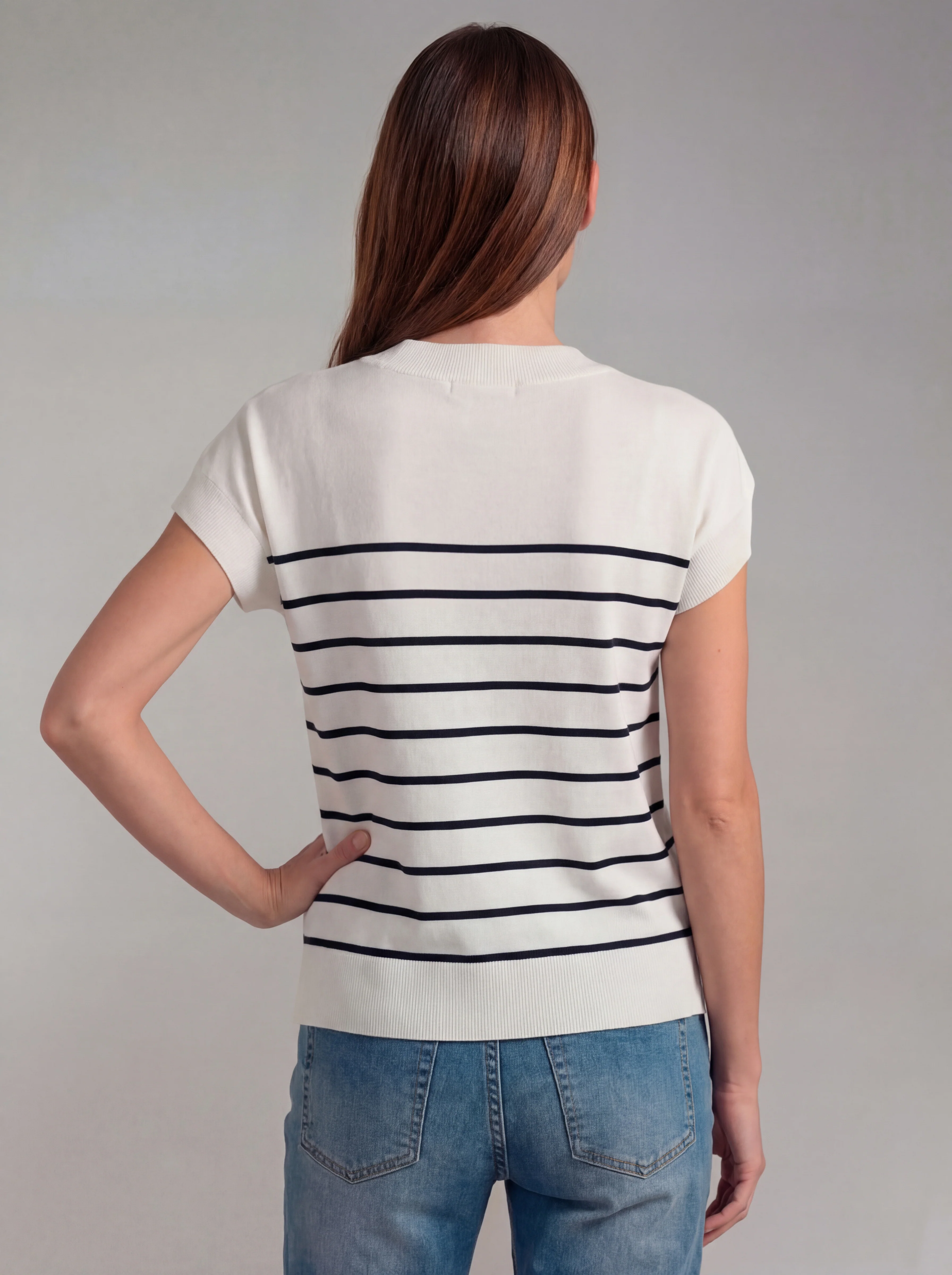 Jersey Blanco Punto Marinero Mujer - Image 3