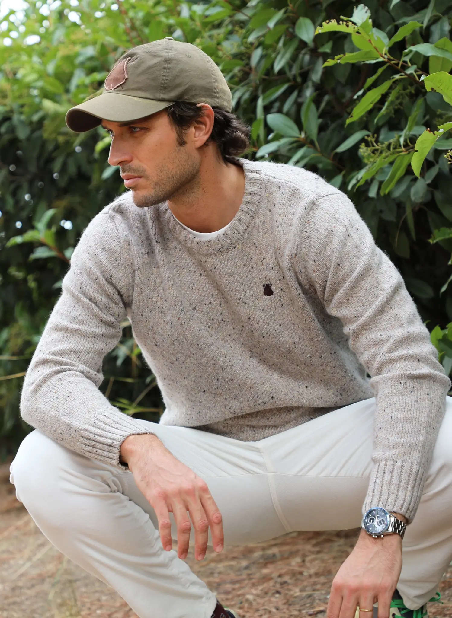Jersey Camel Jaspeado Cuello Caja Hombre