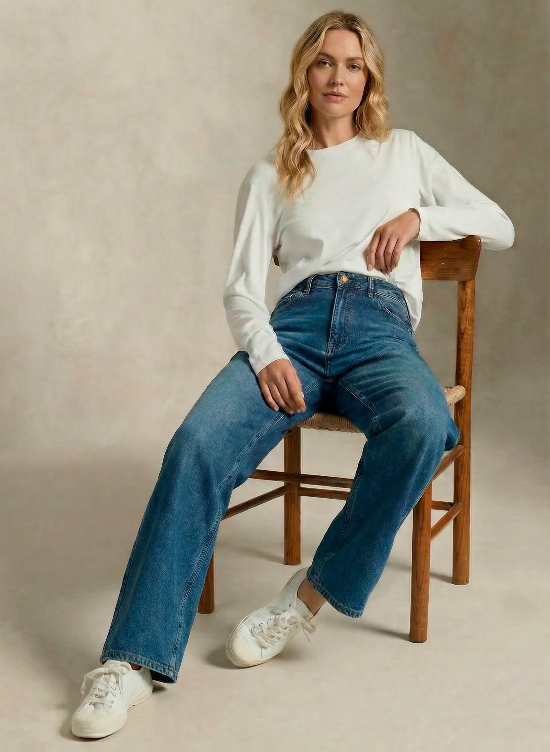 Pantalón Azul Vaquero pierna Ancha Mujer - Image 3