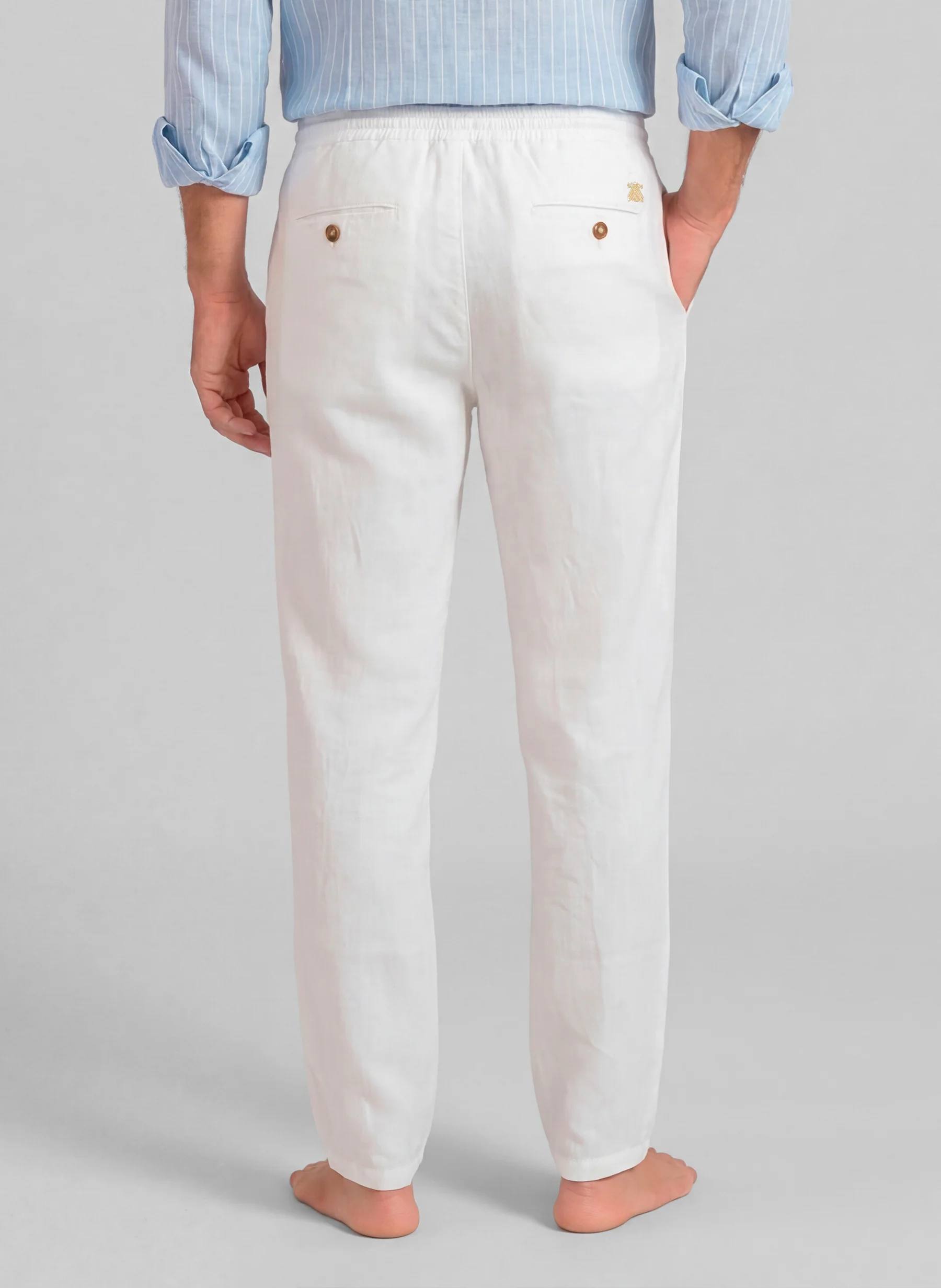 Pantalón Blanco Lino Cordón Hombre - Image 2