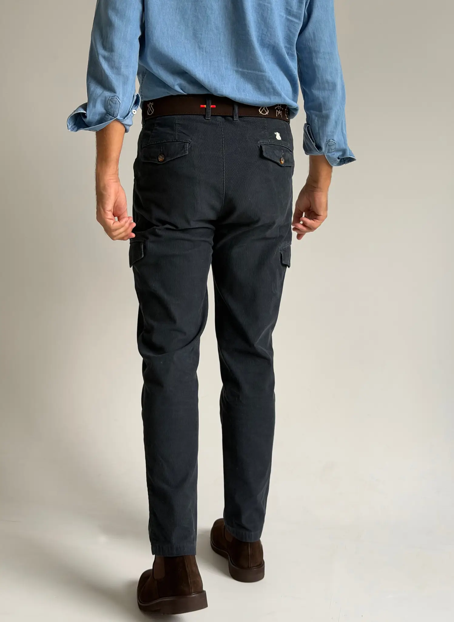 Pantalón Cargo Azul Micro pana Hombre - Image 3