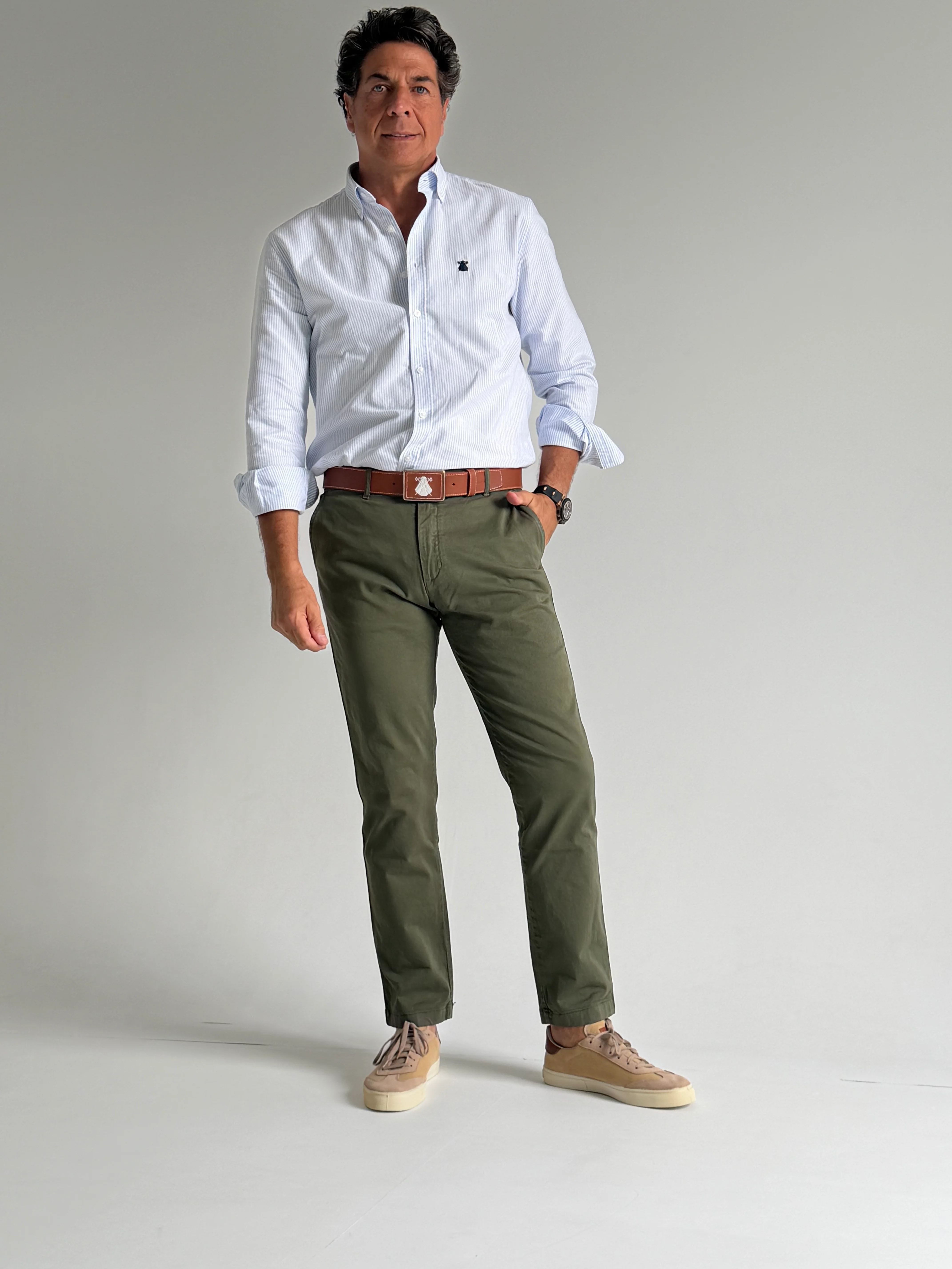 Pantalón Chino Verde Kaki Confort Hombre - Image 3