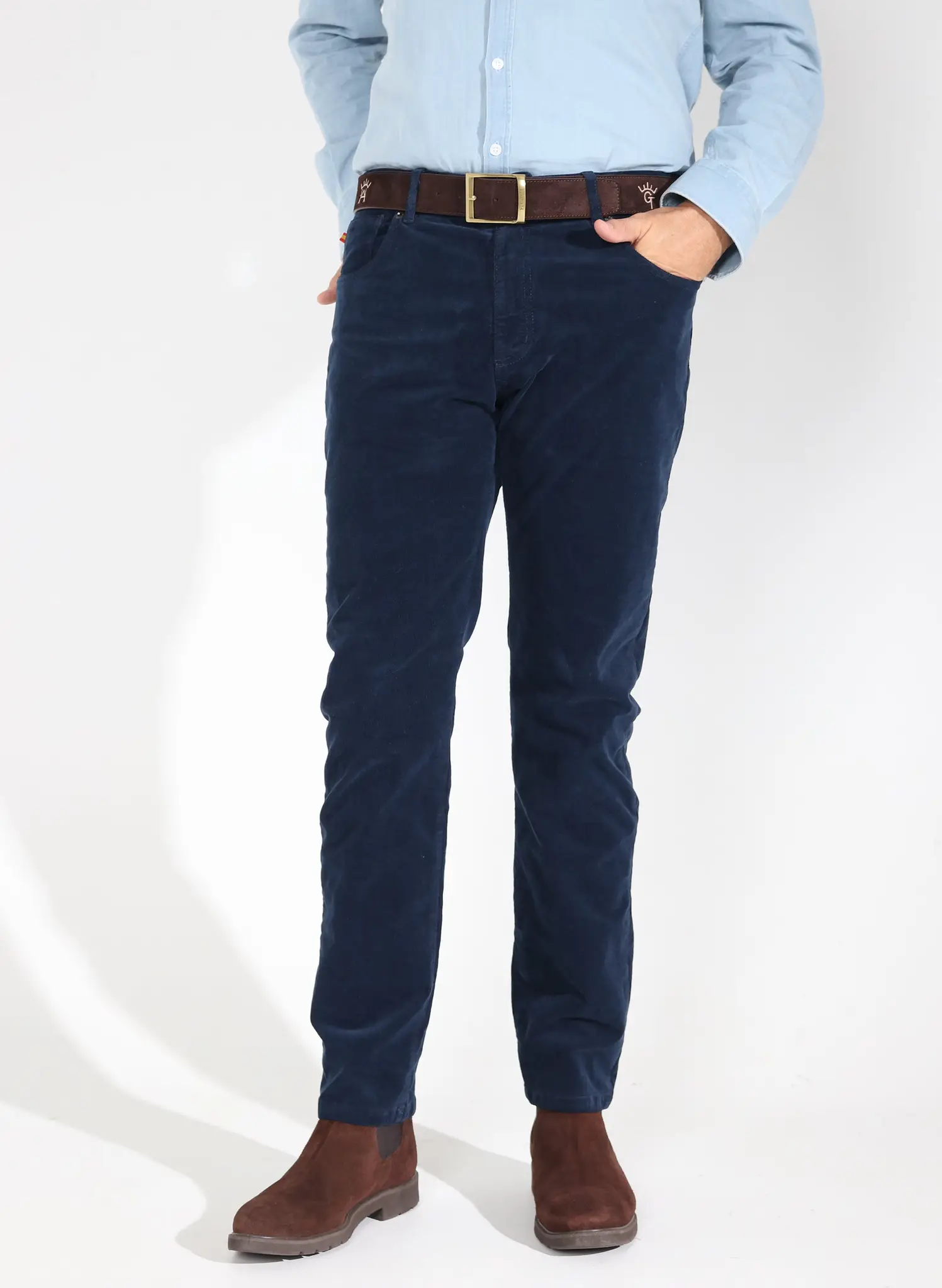 Pantalón Hombre Azul Marino Micro Pana - Image 2