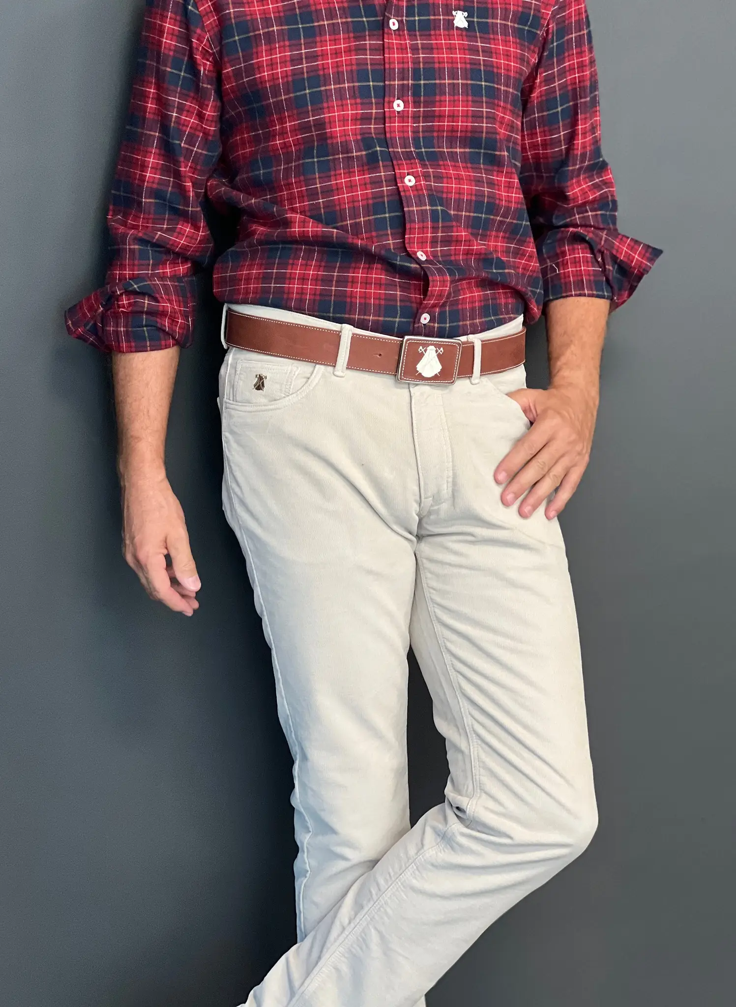 Pantalón 5 bolsillos Micro Pana Beige Hombre - Image 5